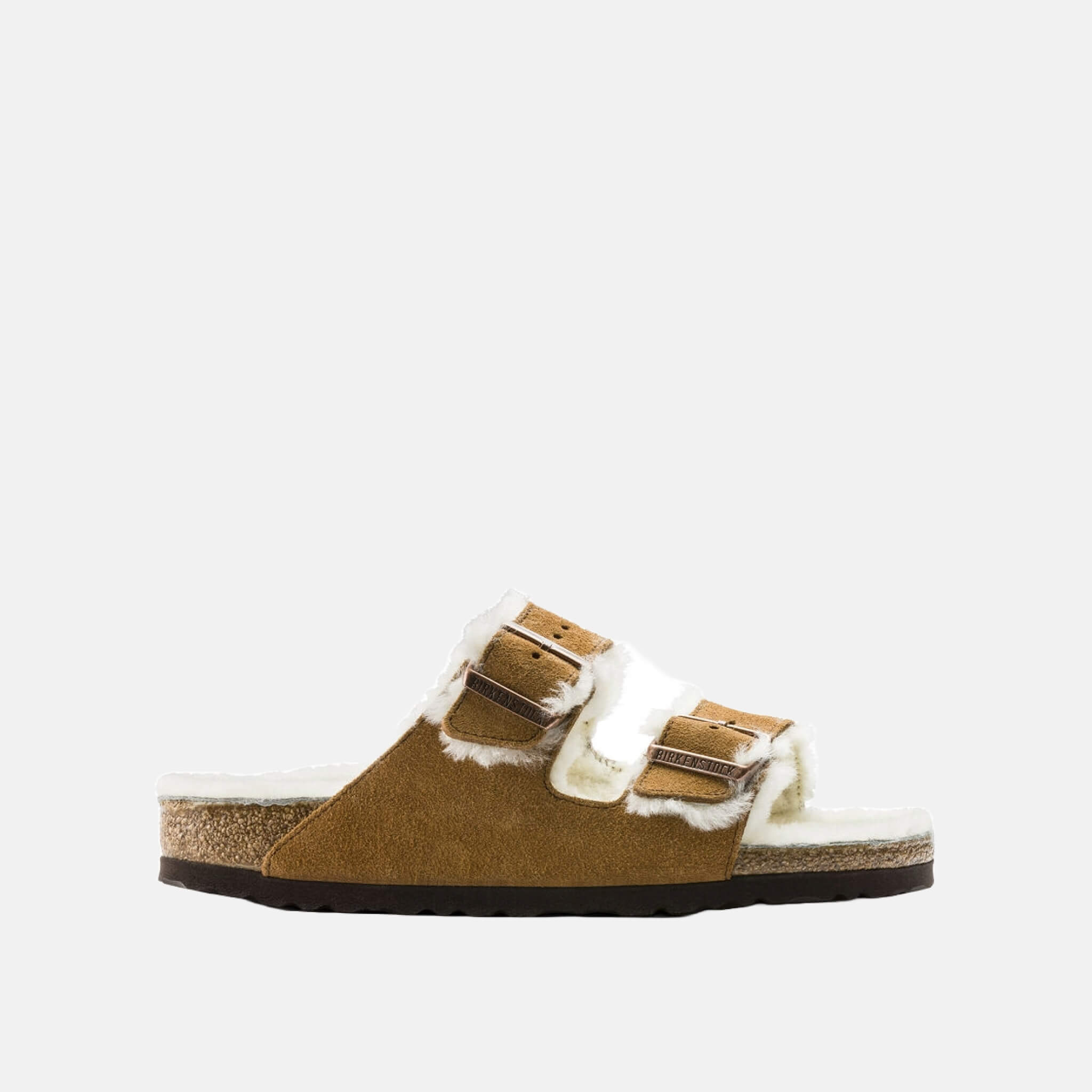 Hnědé pantofle Birkenstock Arizona Shearling Suede Leather