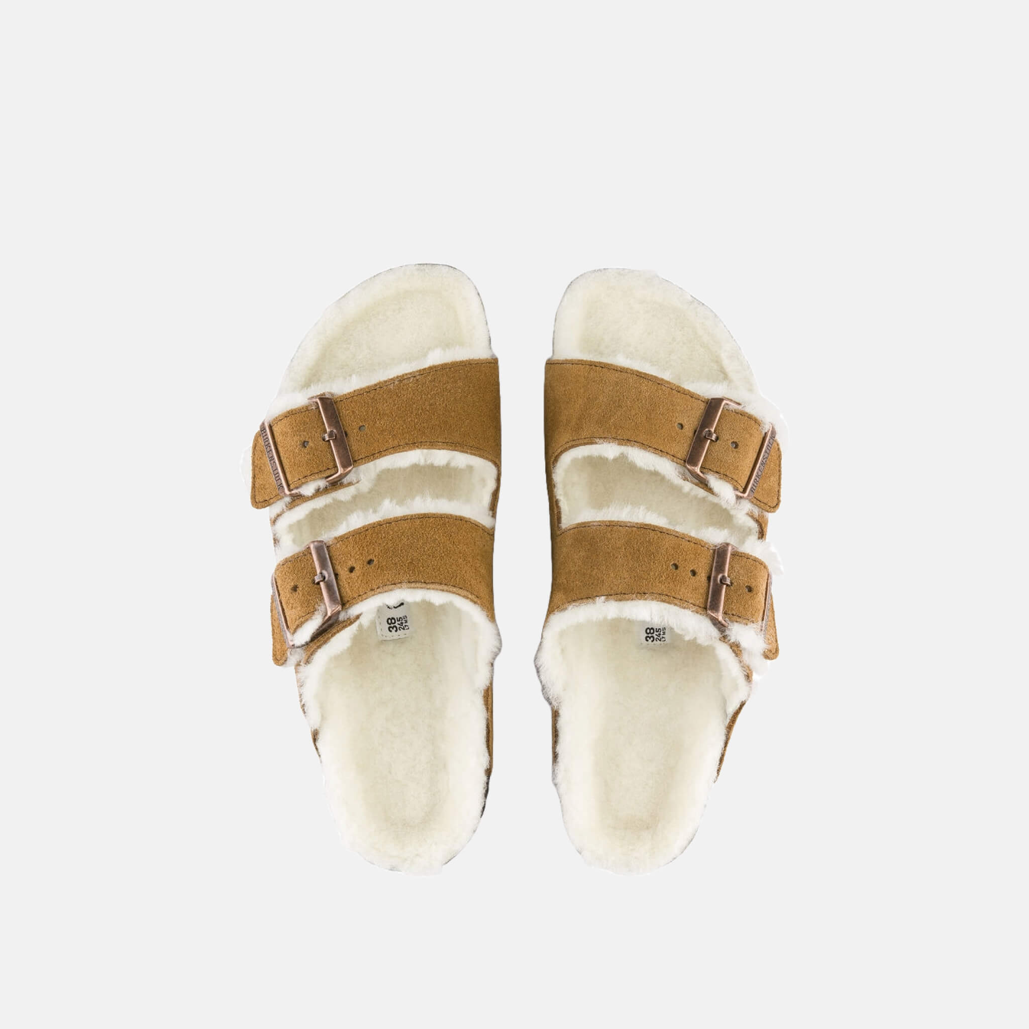 Hnědé pantofle Birkenstock Arizona Shearling Suede Leather