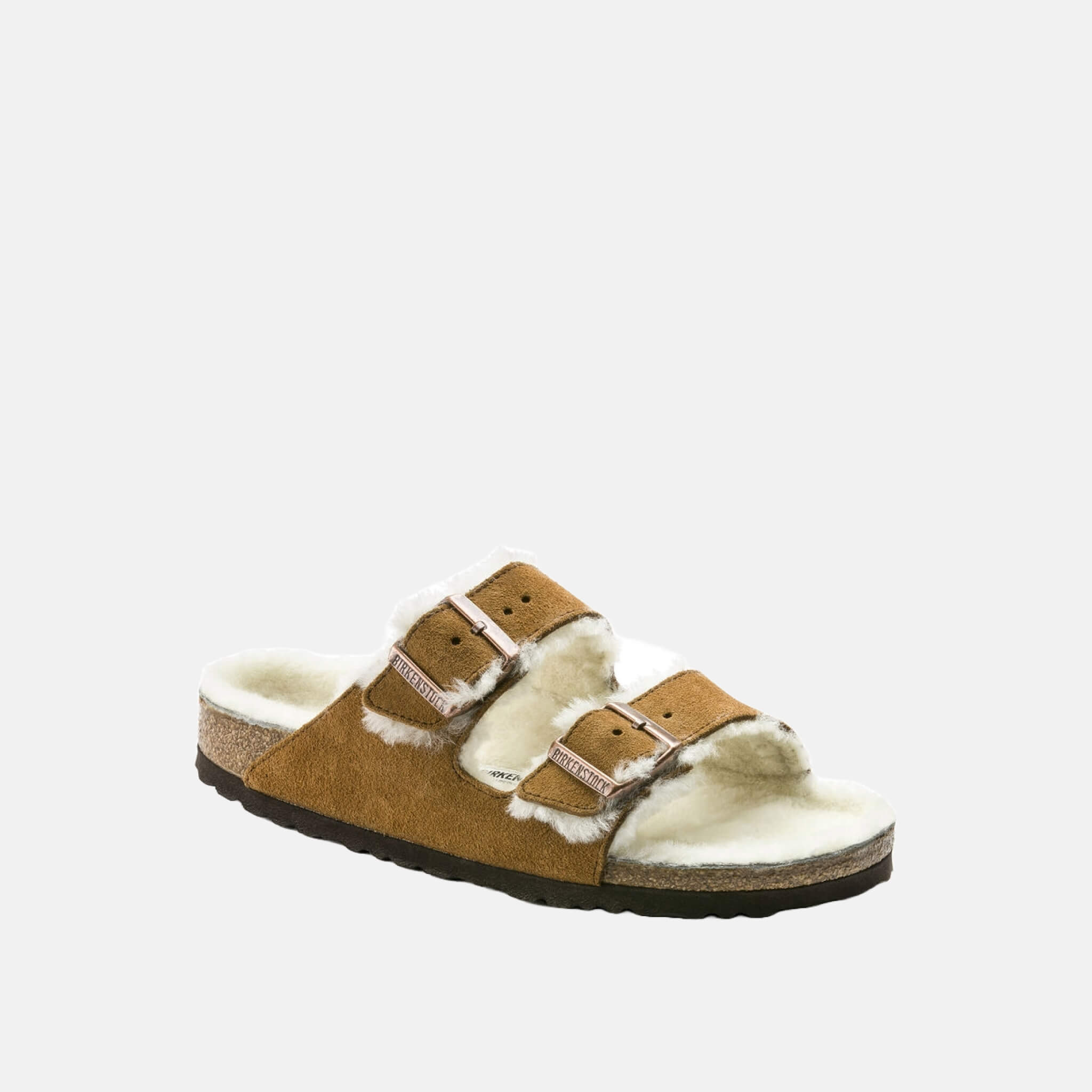 Hnědé pantofle Birkenstock Arizona Shearling Suede Leather