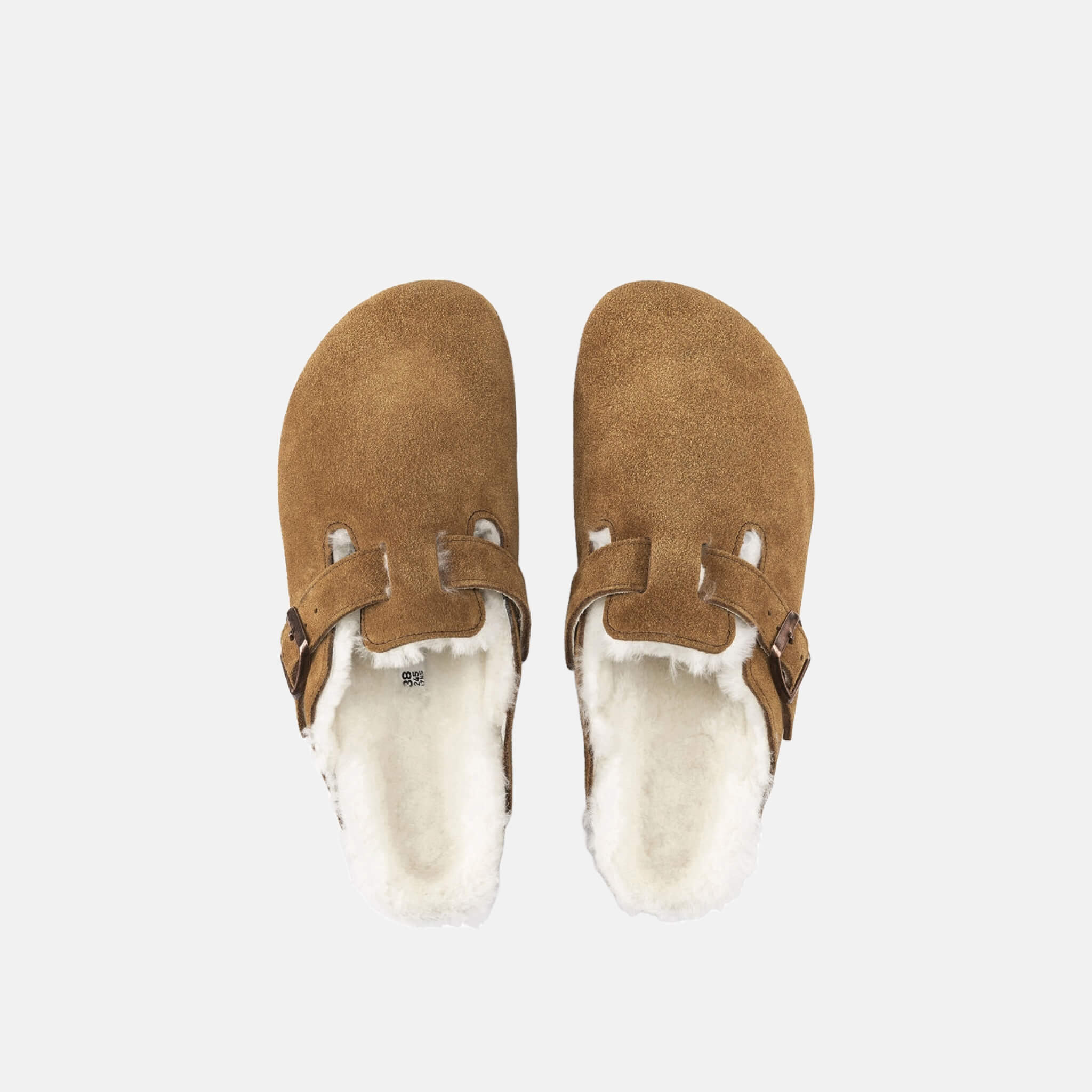 Hnědé pantofle Birkenstock Boston Shearling Suede Leather