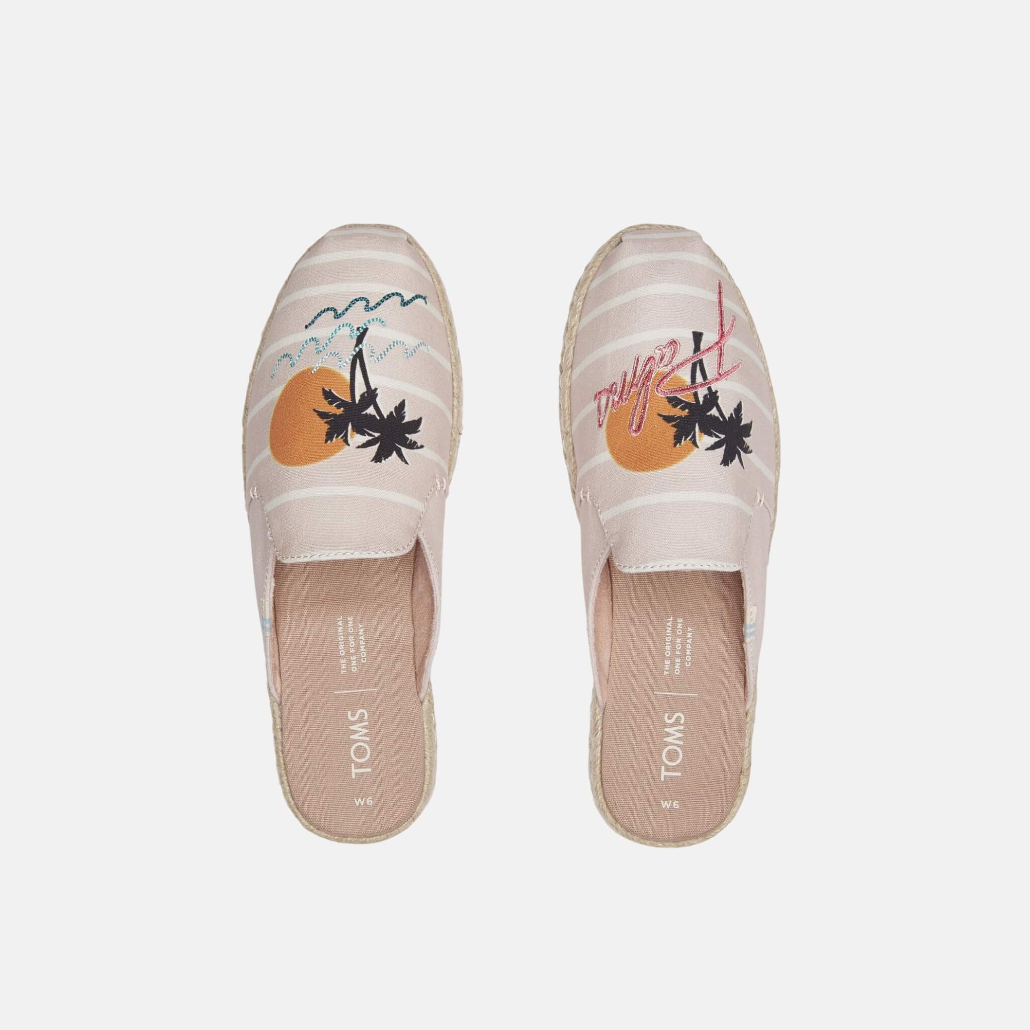 Dámské růžové pantofle s ozdobnou výšivkou TOMS Nova