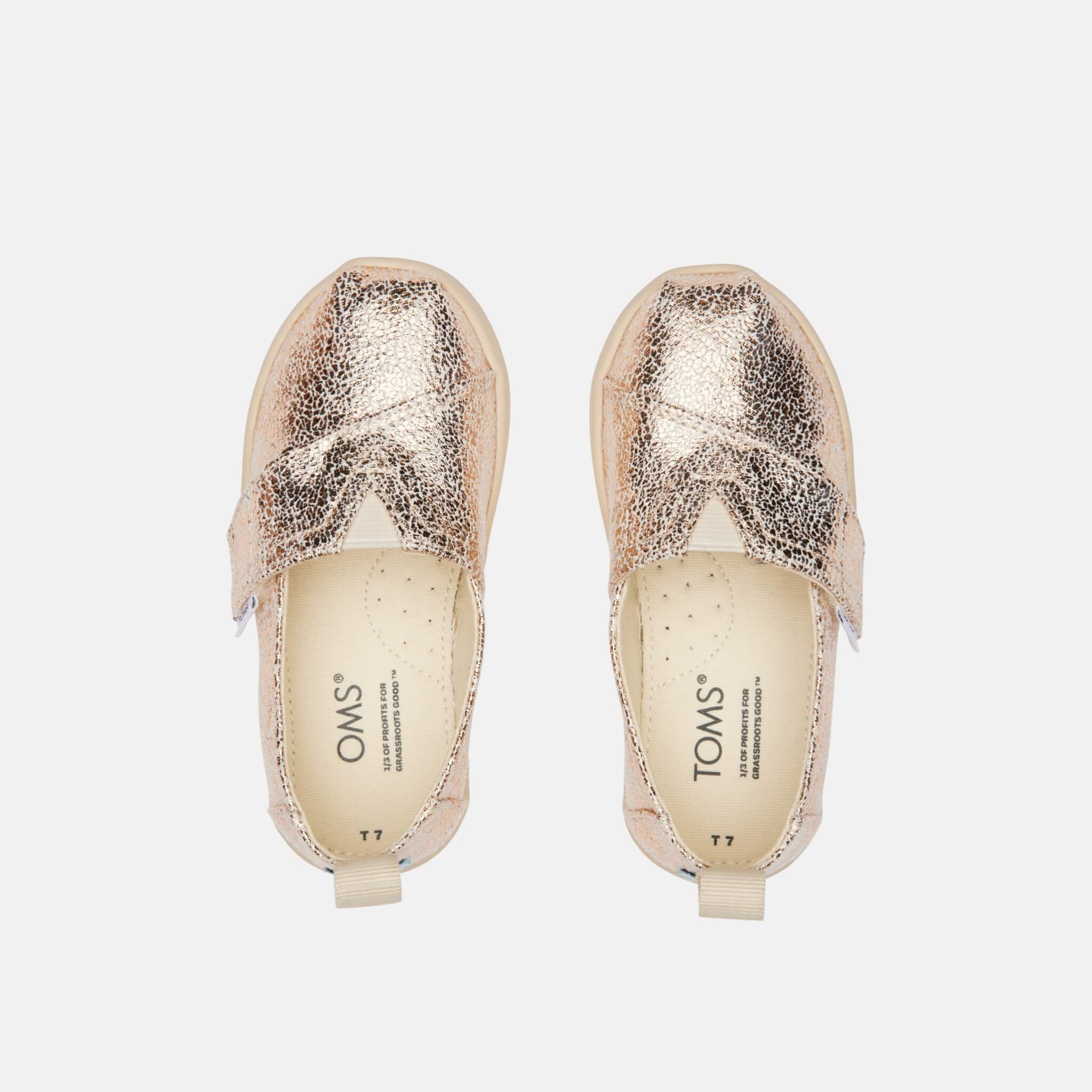 Dětské zlaté espadrilky TOMS Tiny Alpargata