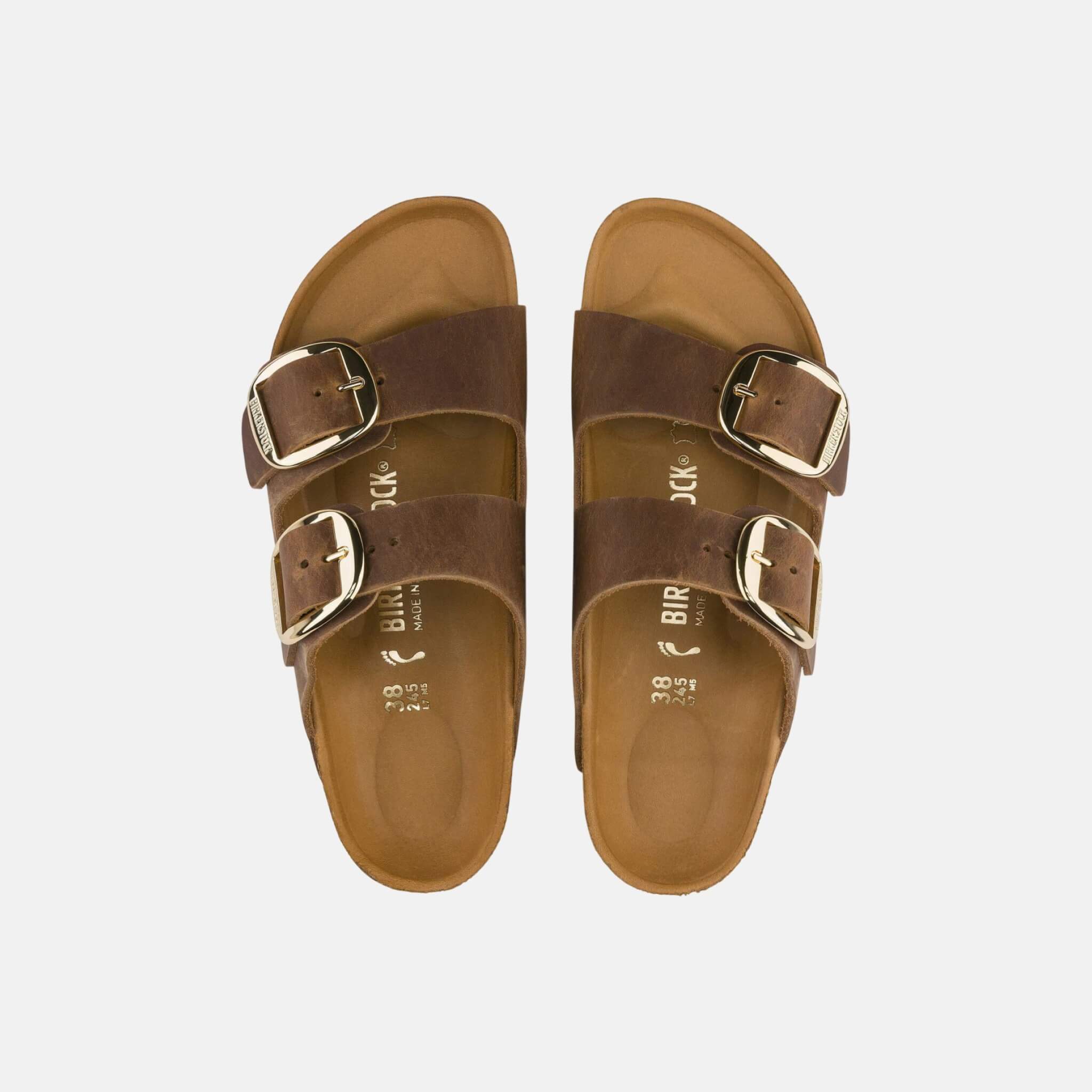 Hnědé Regular Pantofle Birkenstock Arizona Big Buckle Oiled Leather
