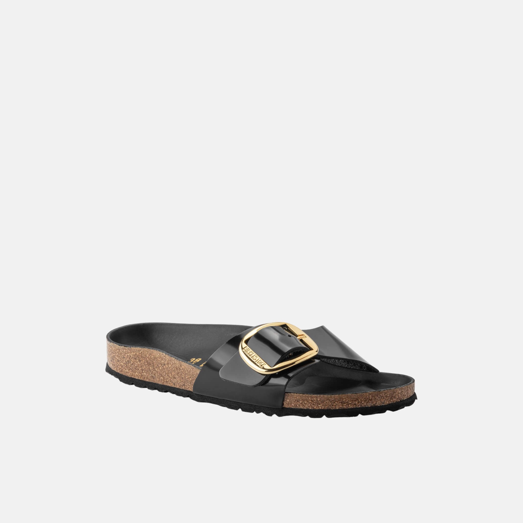 Černé Regular Pantofle Birkenstock Madrid Big Buckle High Shine Leather