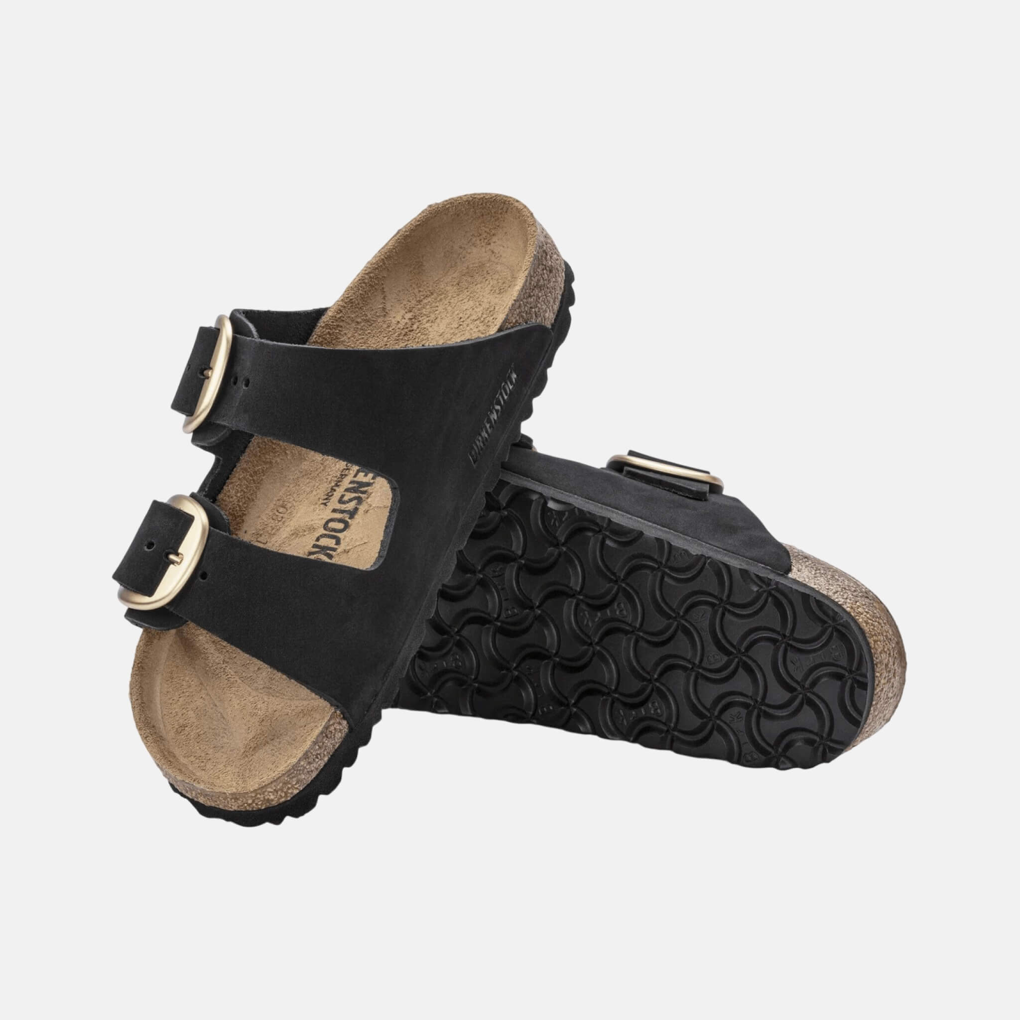 Černé Regular Pantofle Birkenstock Arizona Big Buckle Nubuck Leather