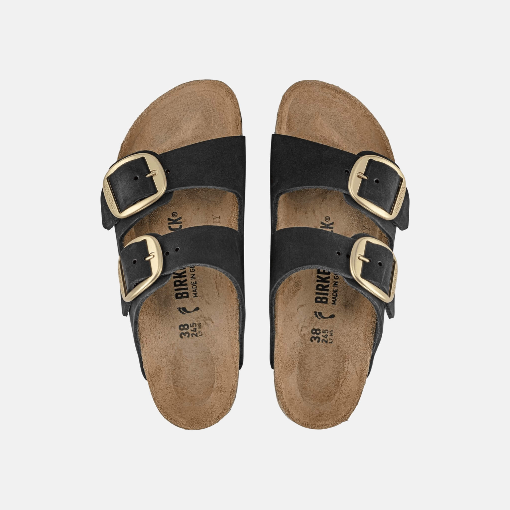 Černé Regular Pantofle Birkenstock Arizona Big Buckle Nubuck Leather