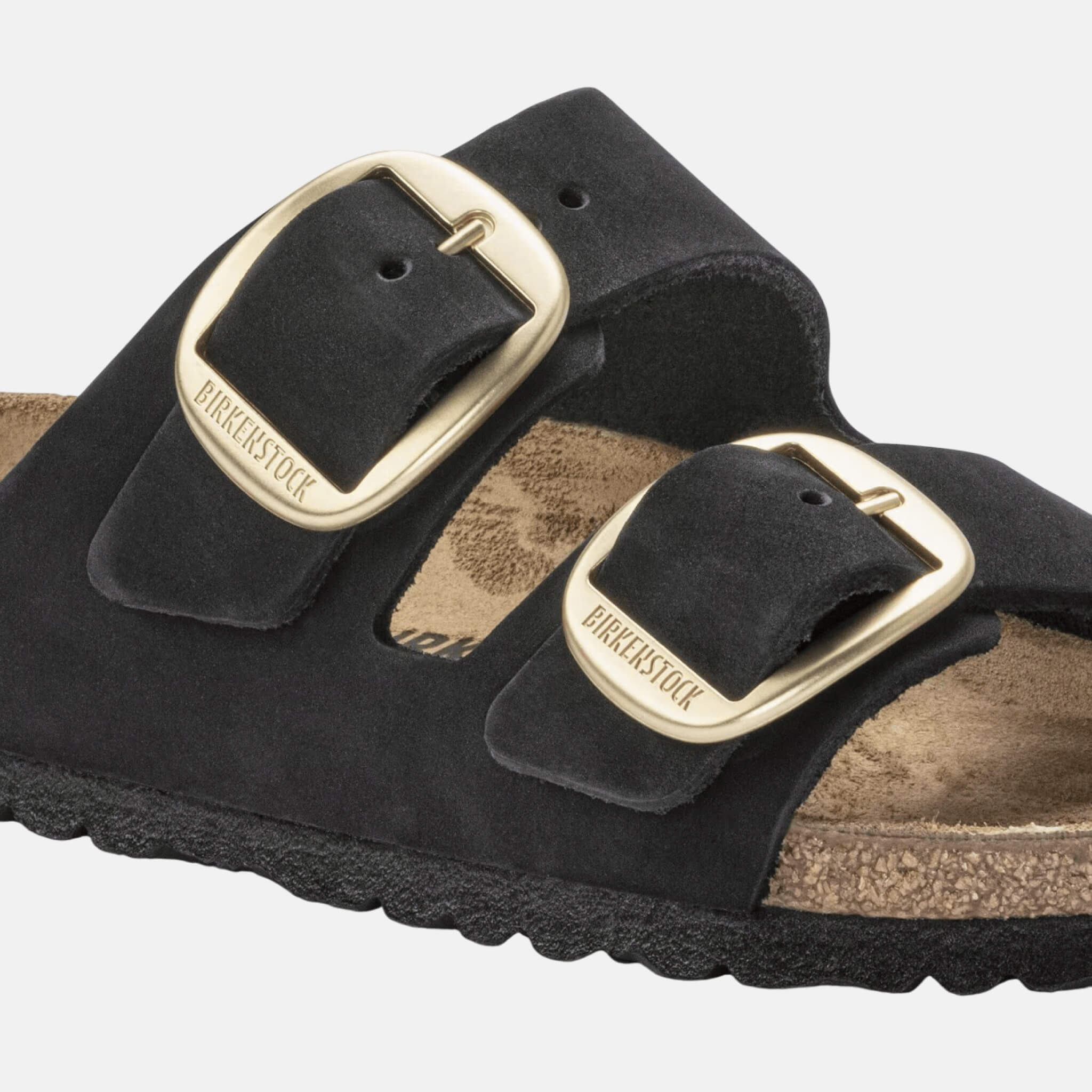 Černé Regular Pantofle Birkenstock Arizona Big Buckle Nubuck Leather