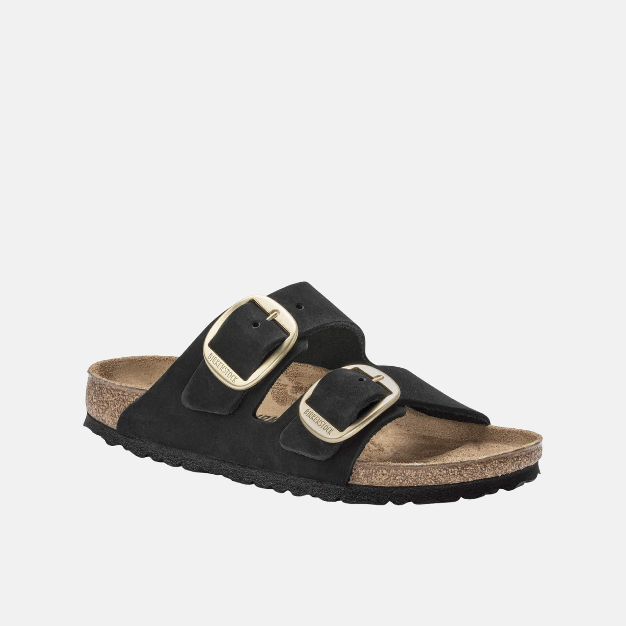 Černé Regular Pantofle Birkenstock Arizona Big Buckle Nubuck Leather