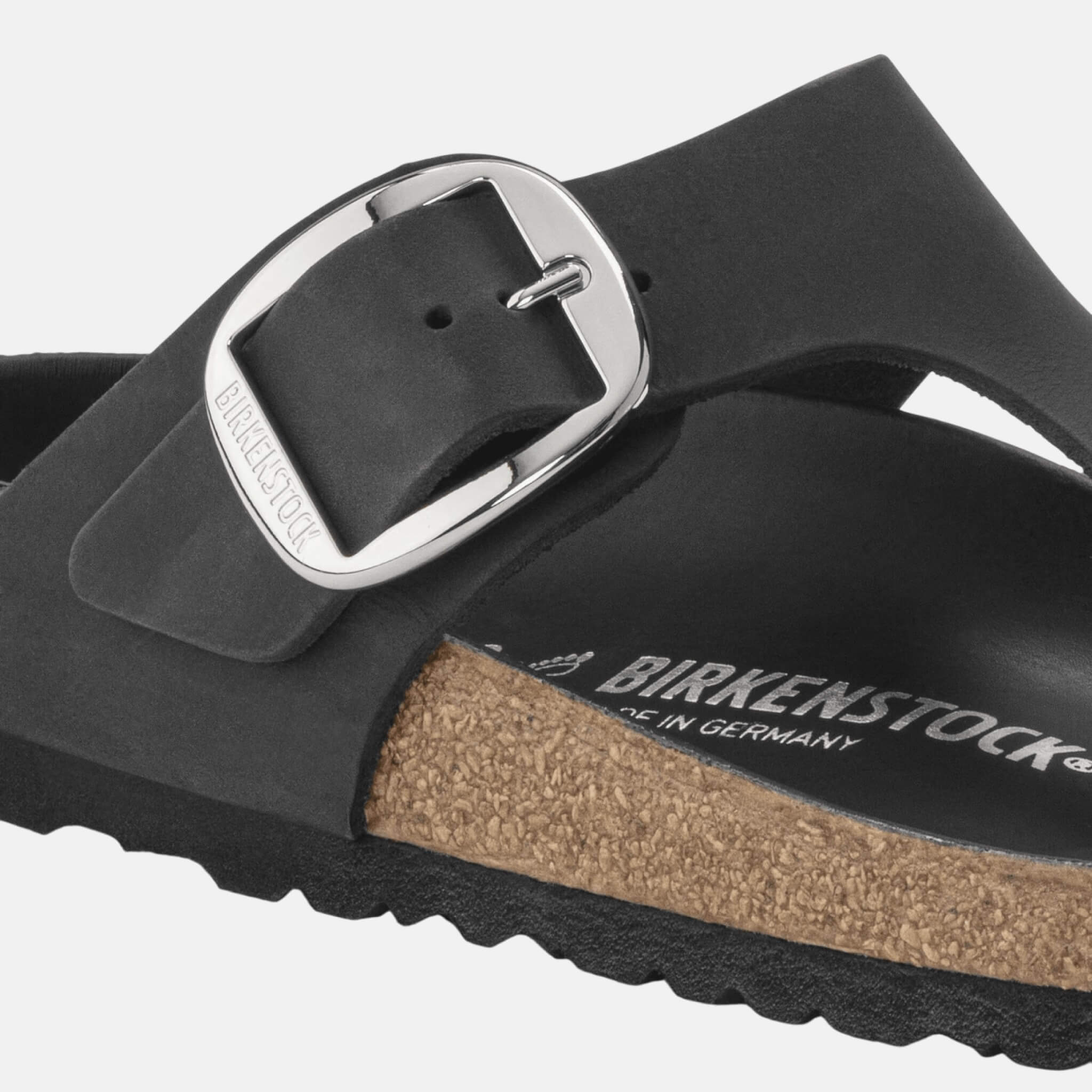 Černé Regular žabky Gizeh Big Buckle Natural Leather Oiled