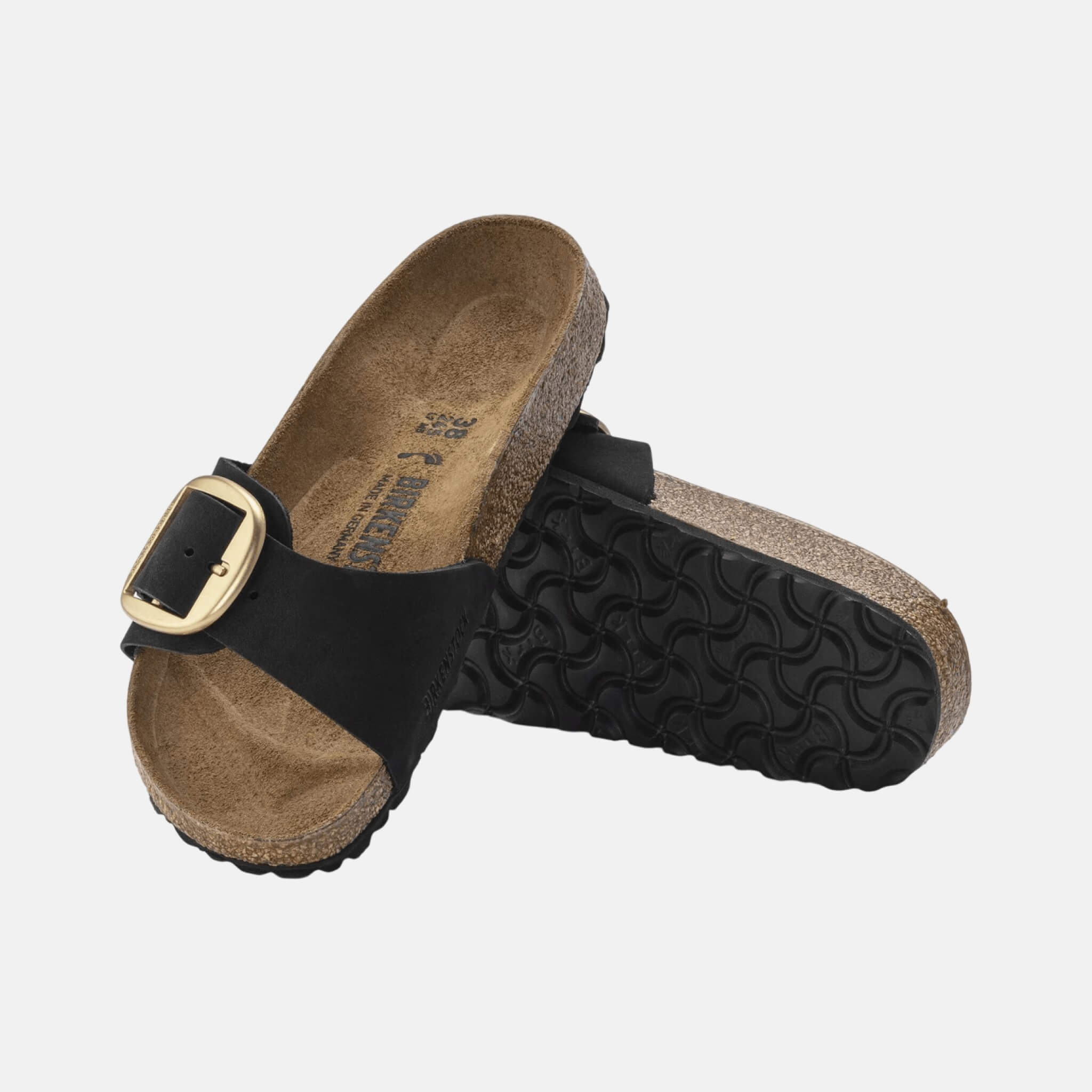 Černé pantofle Birkenstock Madrid Big Buckle Nubuck Leather