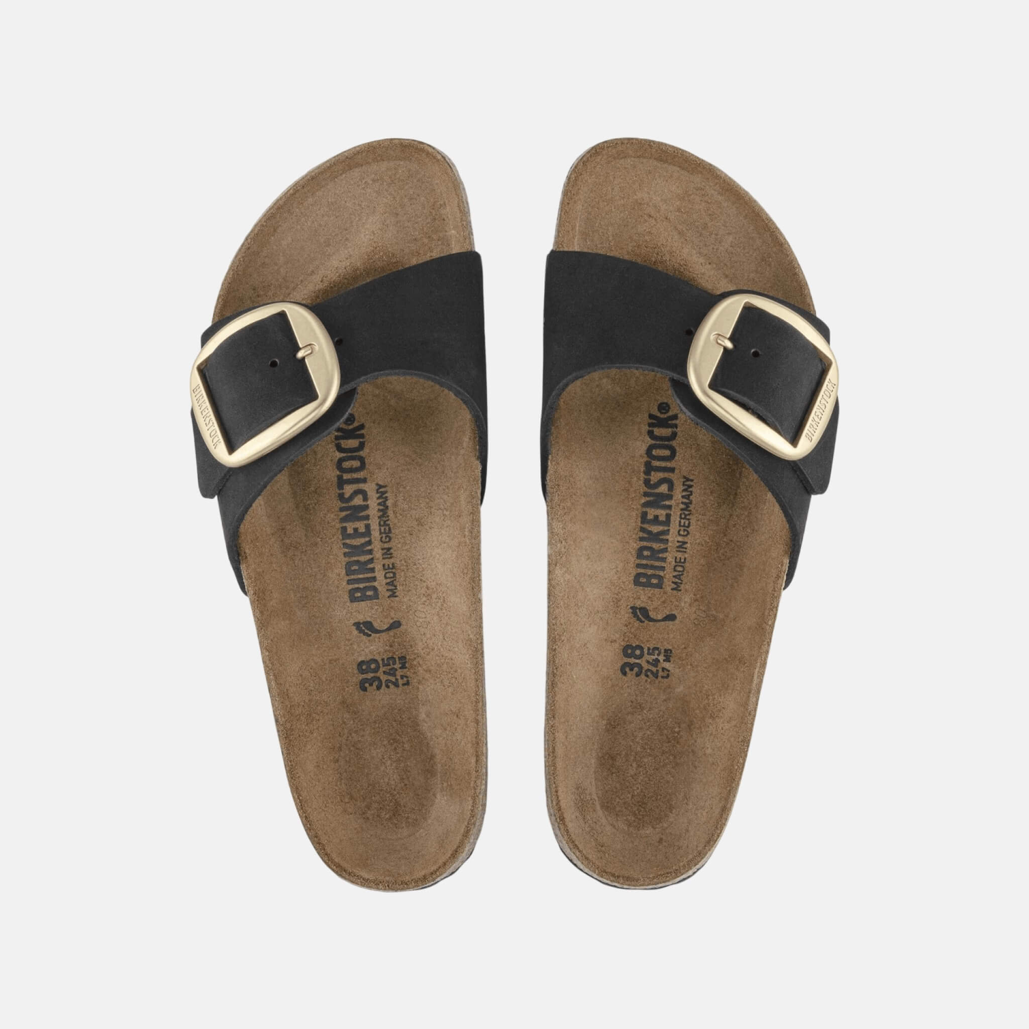 Černé pantofle Birkenstock Madrid Big Buckle Nubuck Leather