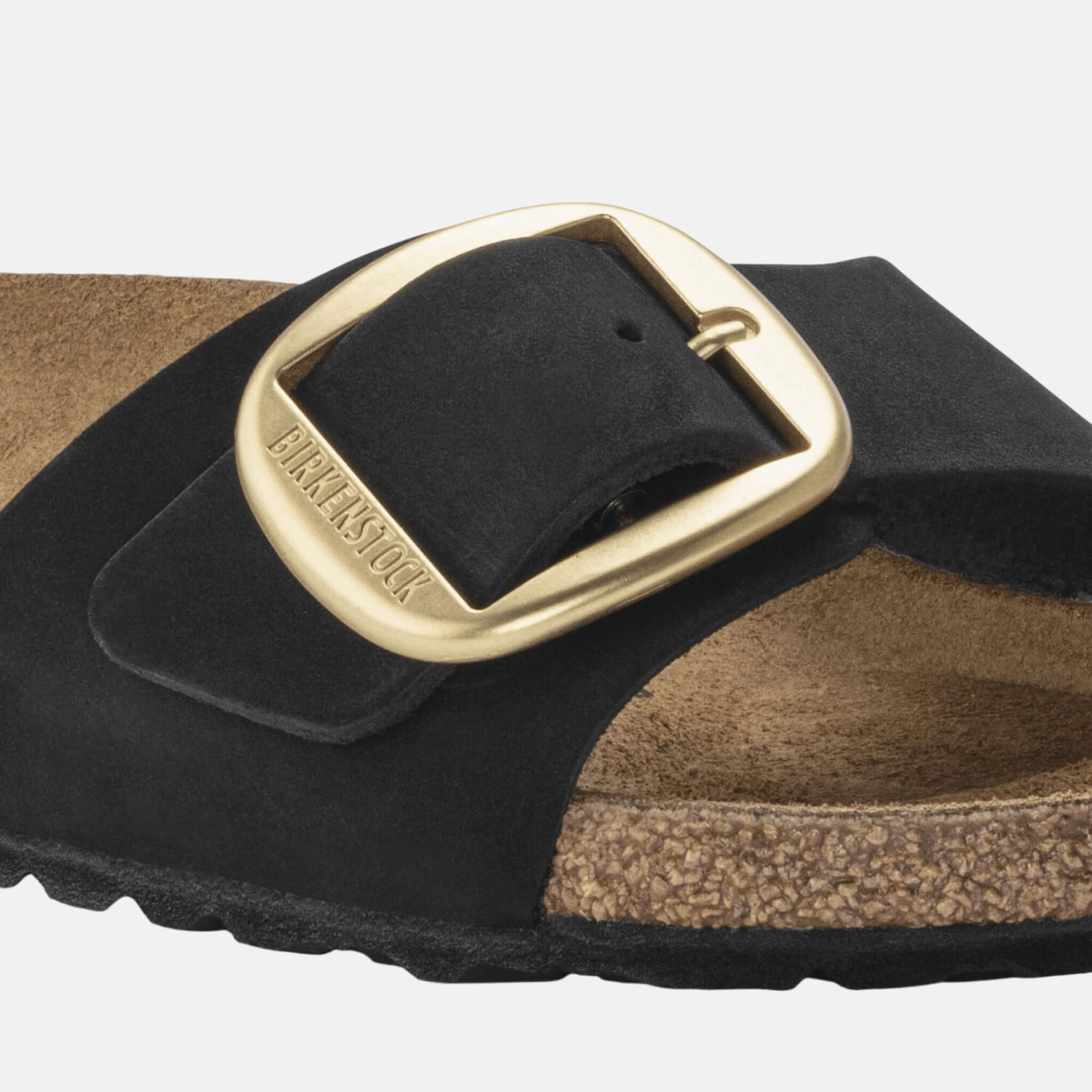 Černé pantofle Birkenstock Madrid Big Buckle Nubuck Leather