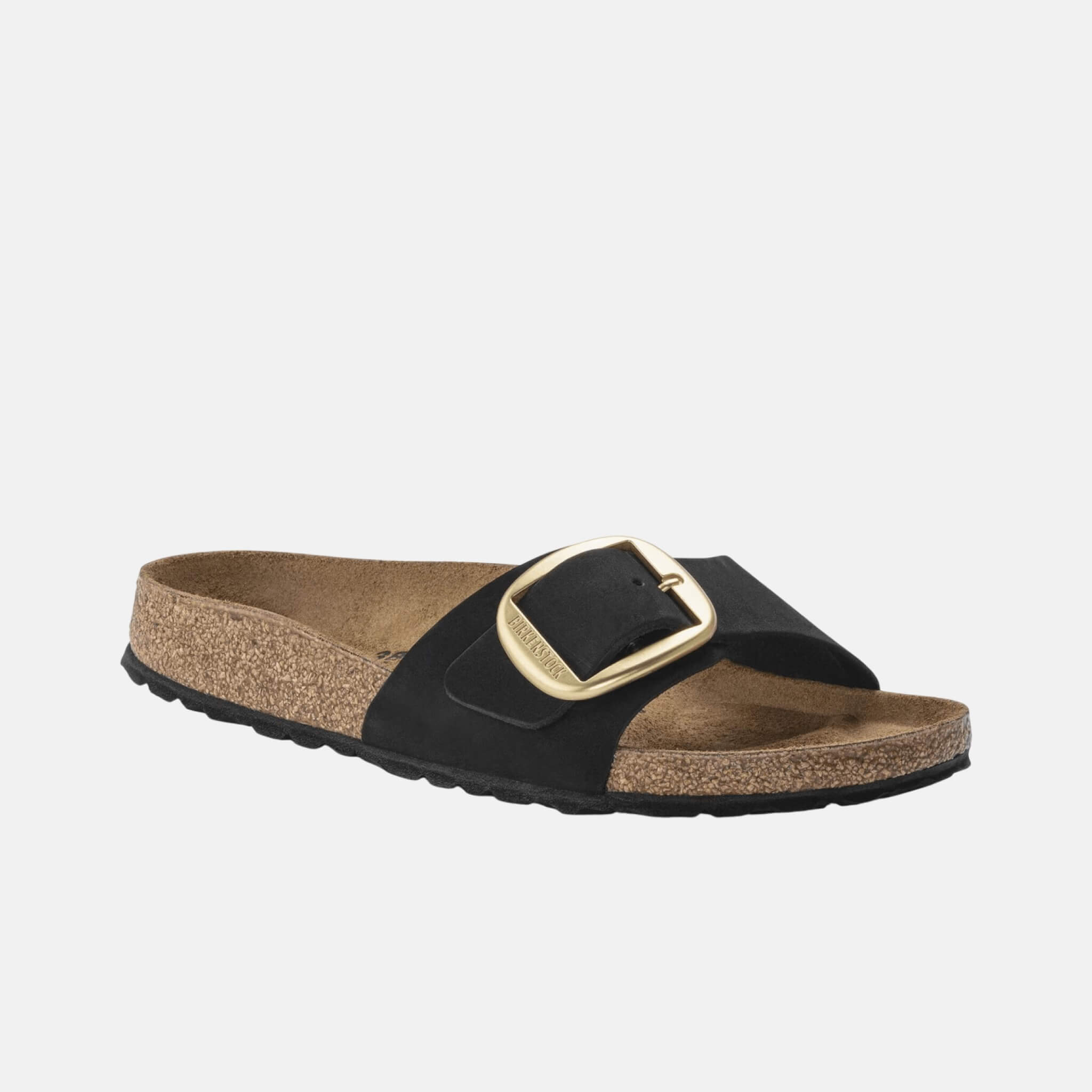 Černé pantofle Birkenstock Madrid Big Buckle Nubuck Leather