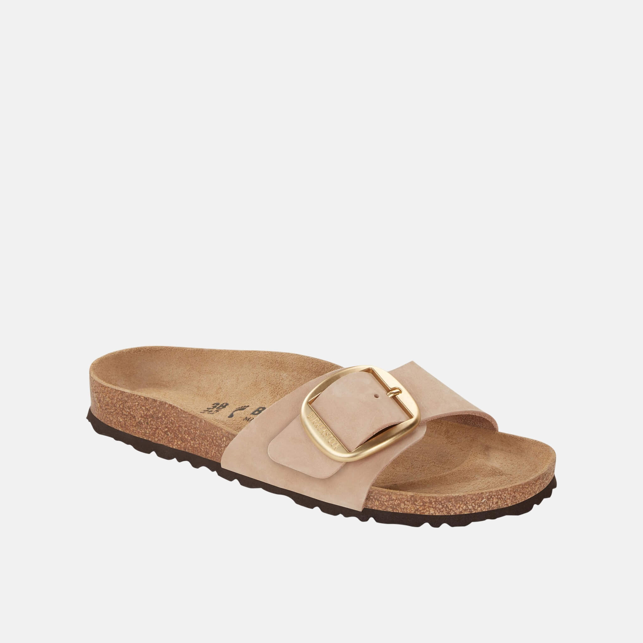 Béžové Regular Pantofle Madrid Big Buckle Natural Leather Nubuck