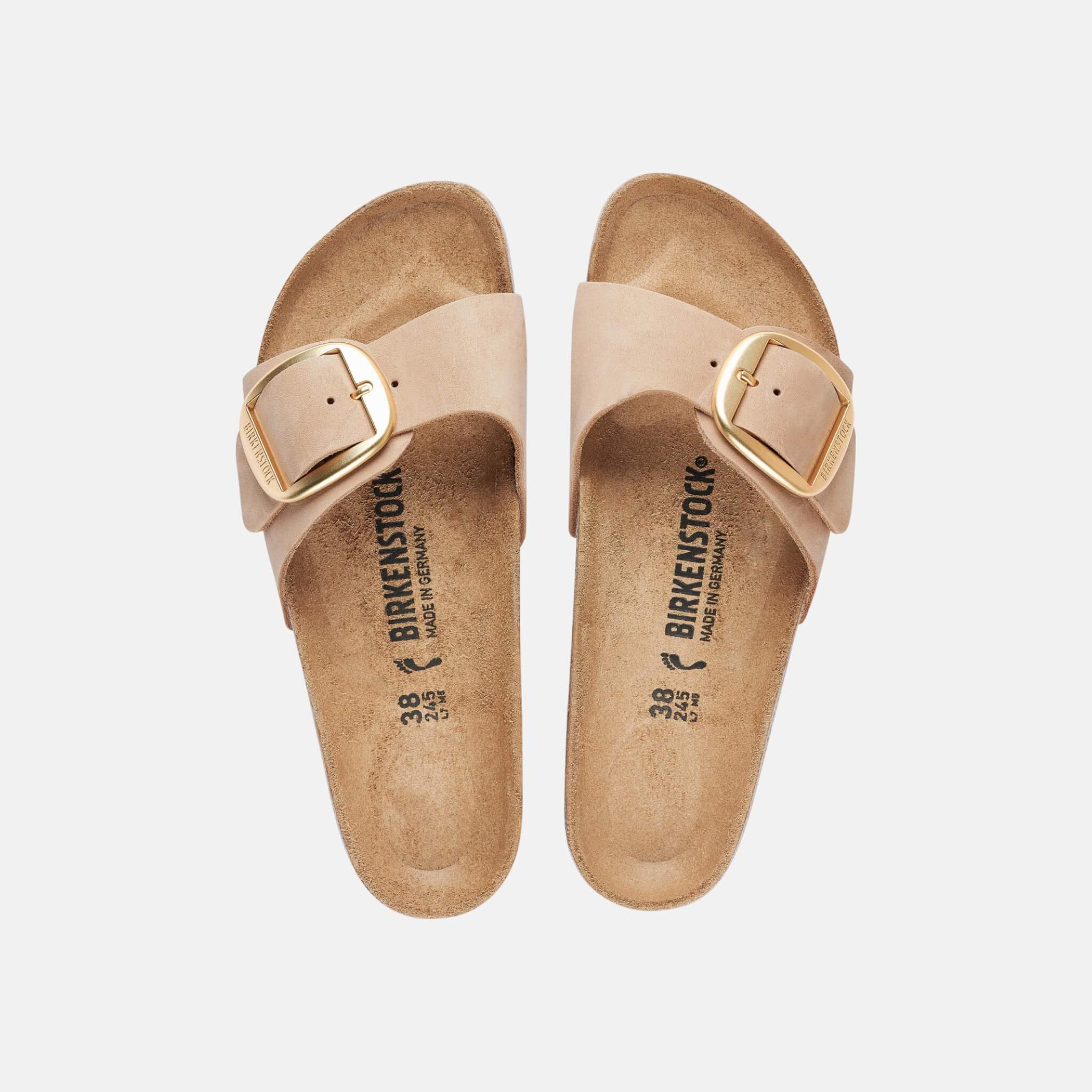 Béžové Regular Pantofle Madrid Big Buckle Natural Leather Nubuck