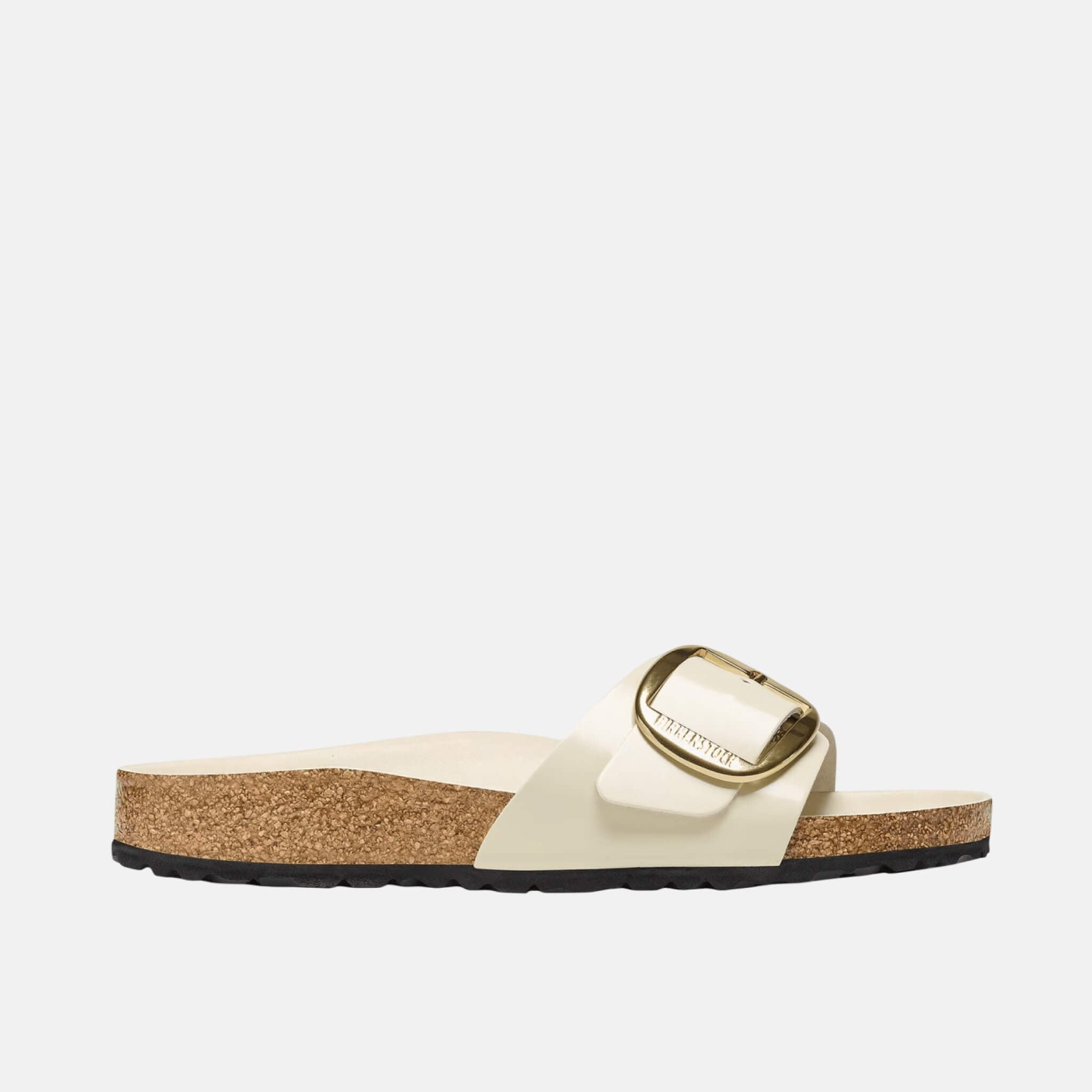 Bílé Regular pantofle Madrid High Shine Big Buckle