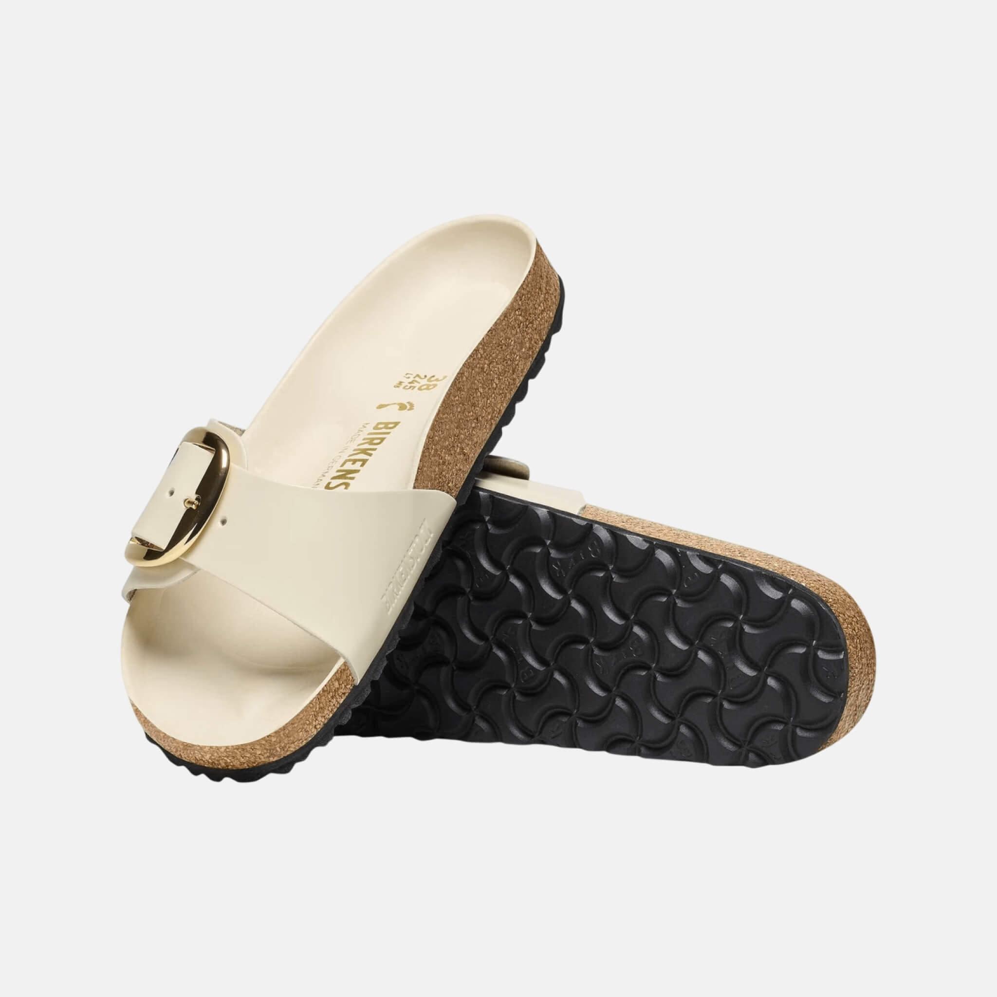 Bílé Regular pantofle Madrid High Shine Big Buckle