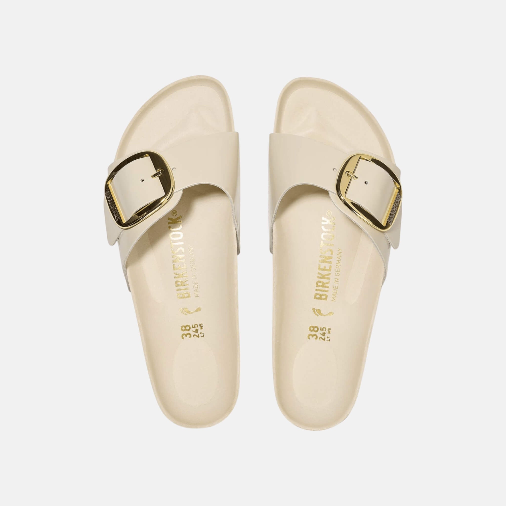 Bílé Regular pantofle Madrid High Shine Big Buckle