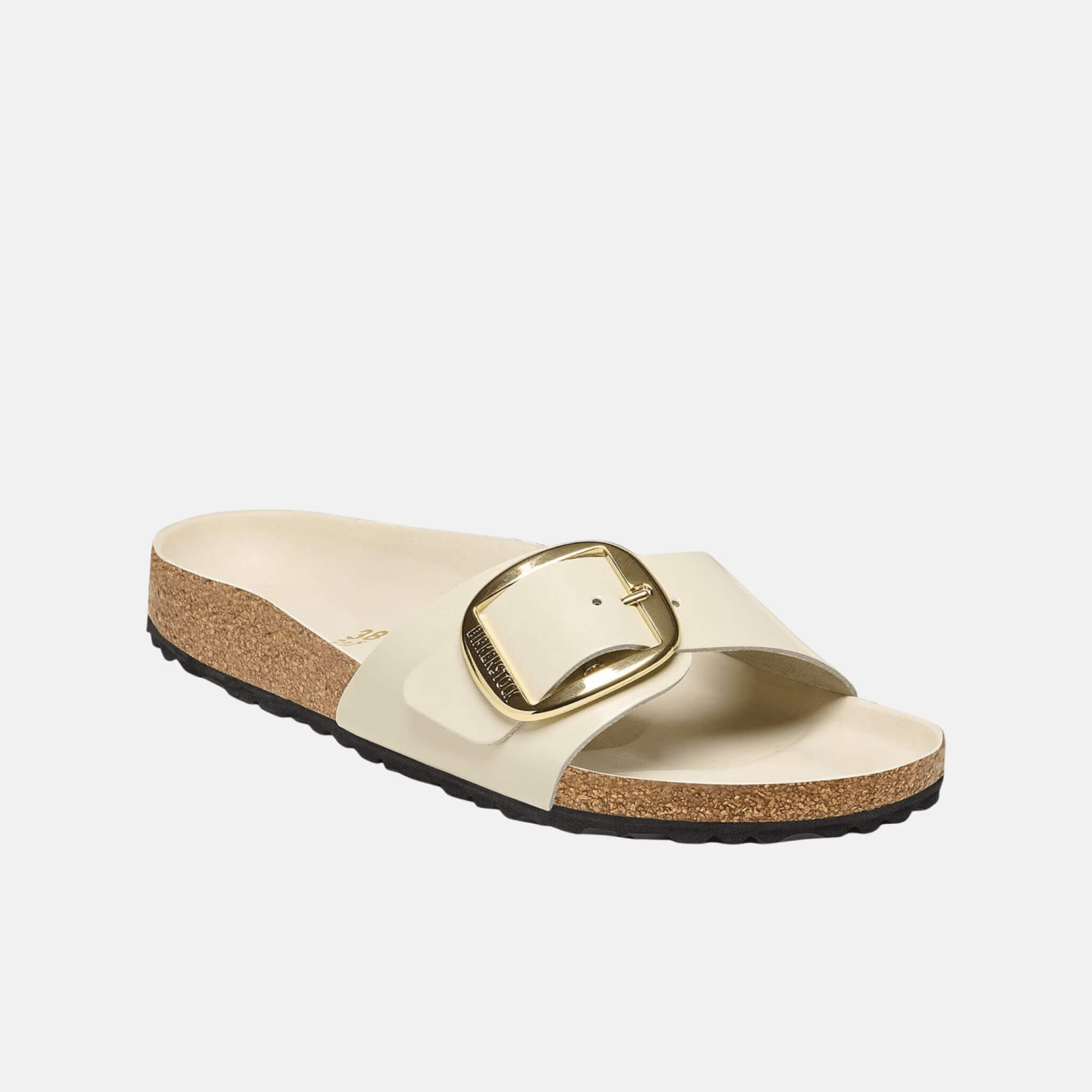 Bílé Regular pantofle Madrid High Shine Big Buckle
