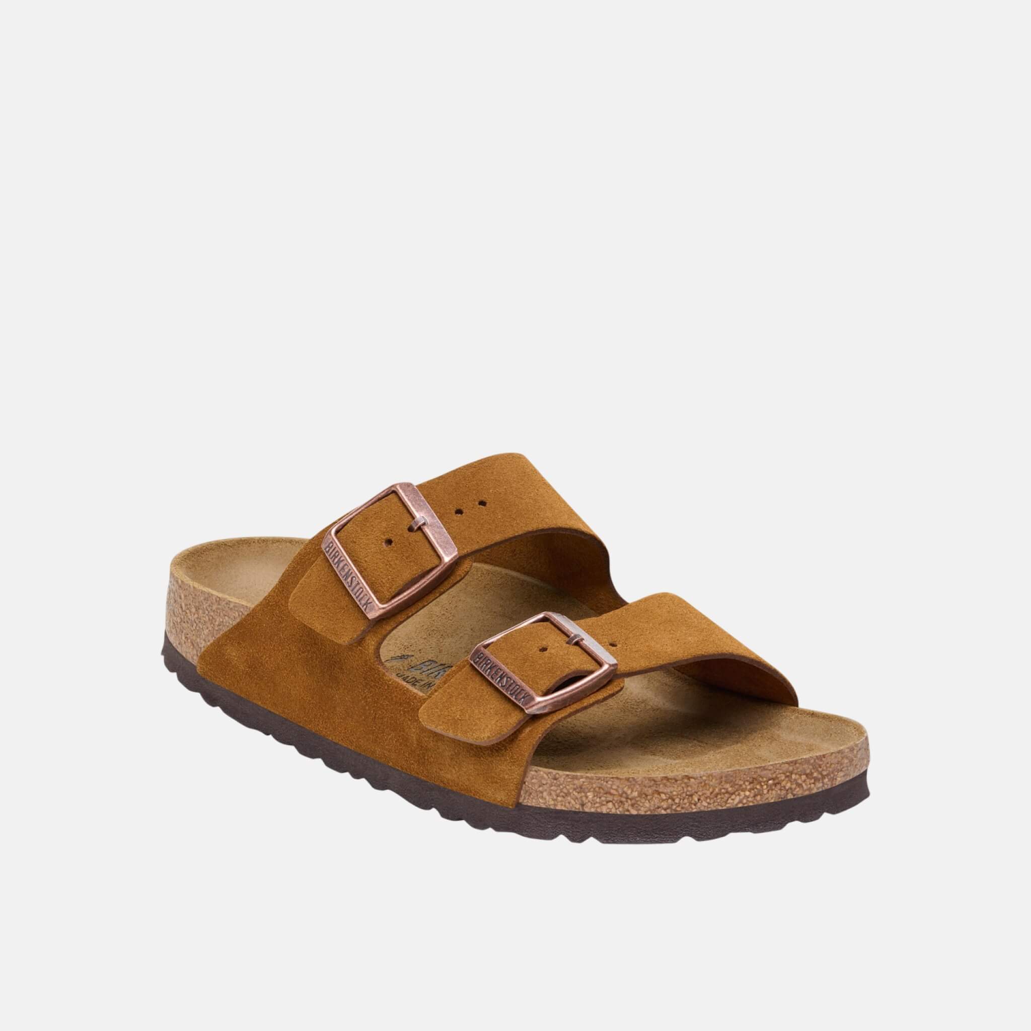 Hnědé Regular Pantofle Birkenstock Arizona Suede Leather