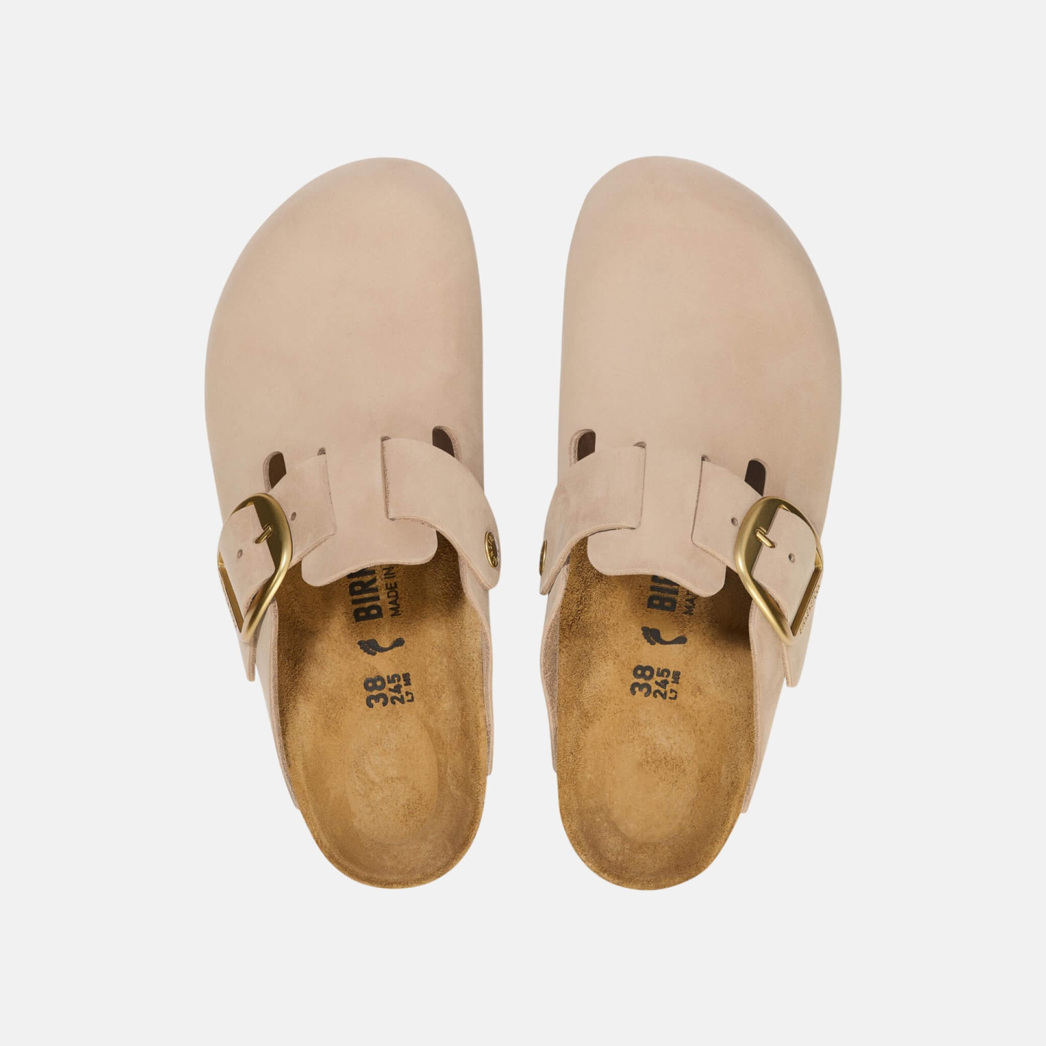 Béžové Regular Nazouváky Boston Big Buckle Nubuk Leather