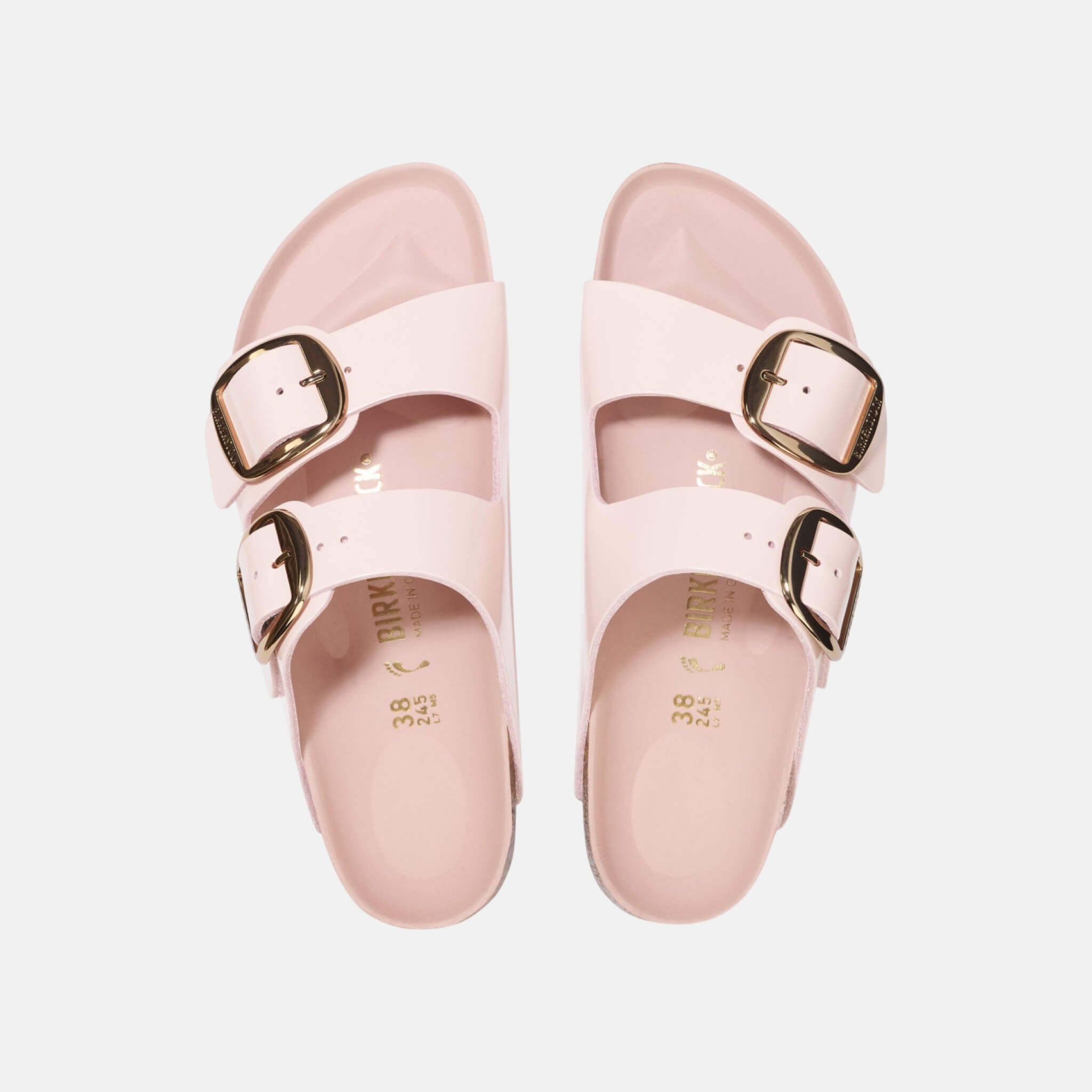 Růžové Regular Pantofle Arizona Big Buckle Natural Leather Patent