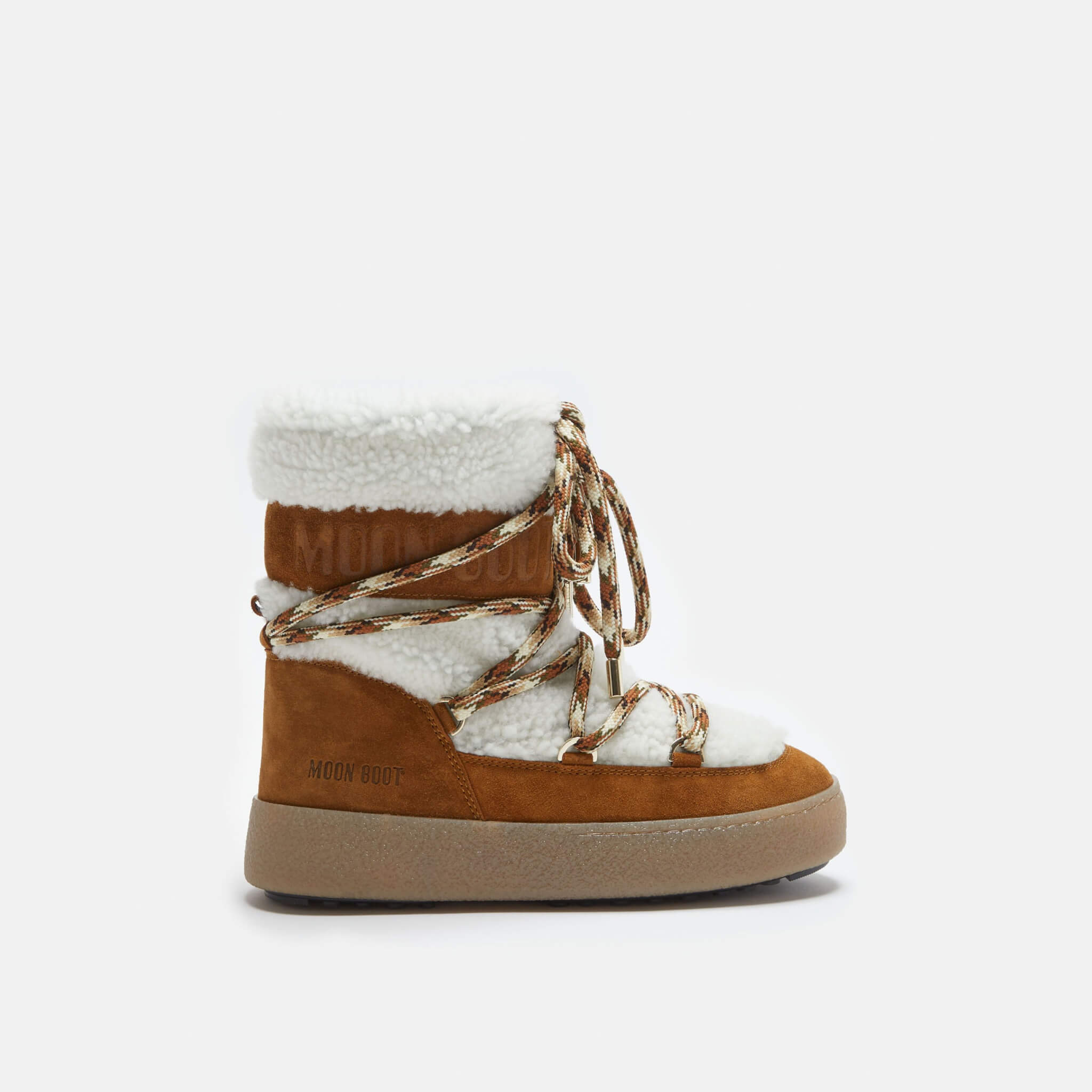 Dámské hnědo-bílé sněhule Moon Boot Ltrack Tube Shearling