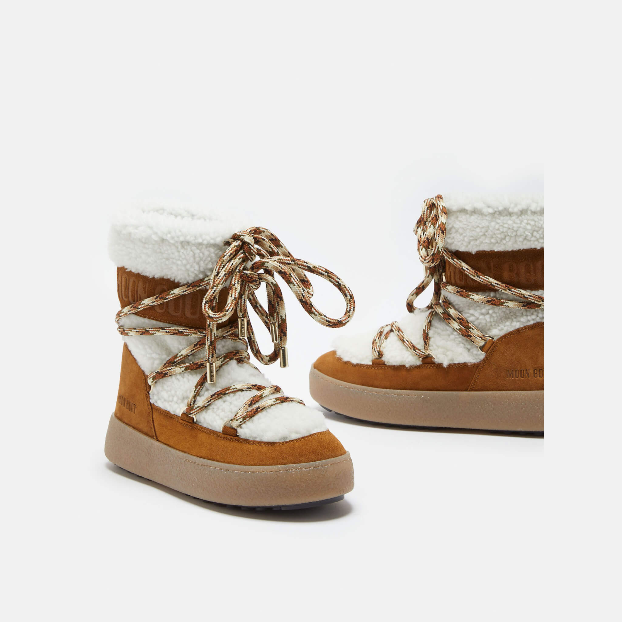 Dámské hnědo-bílé sněhule Moon Boot Ltrack Tube Shearling