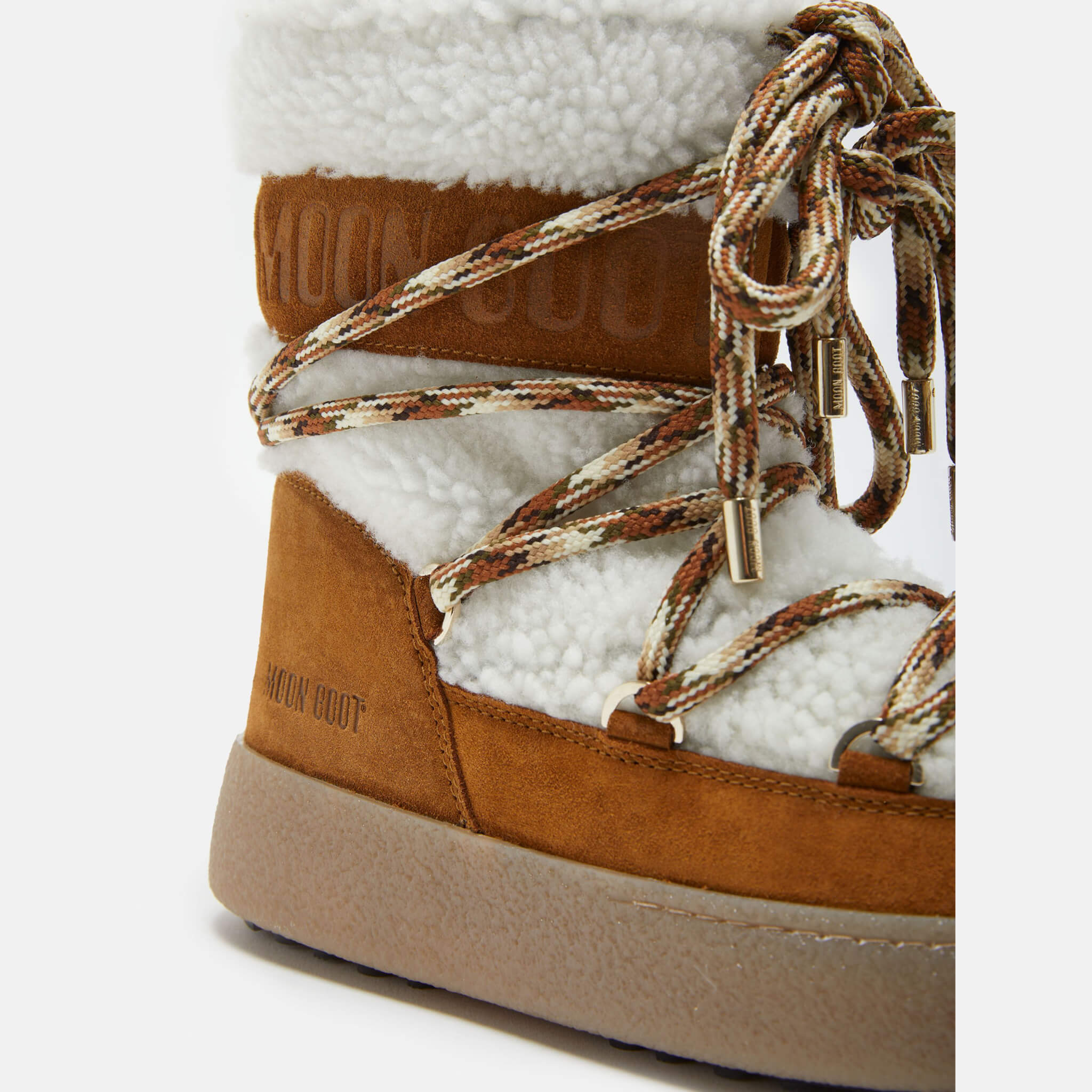 Dámské hnědo-bílé sněhule Moon Boot Ltrack Tube Shearling