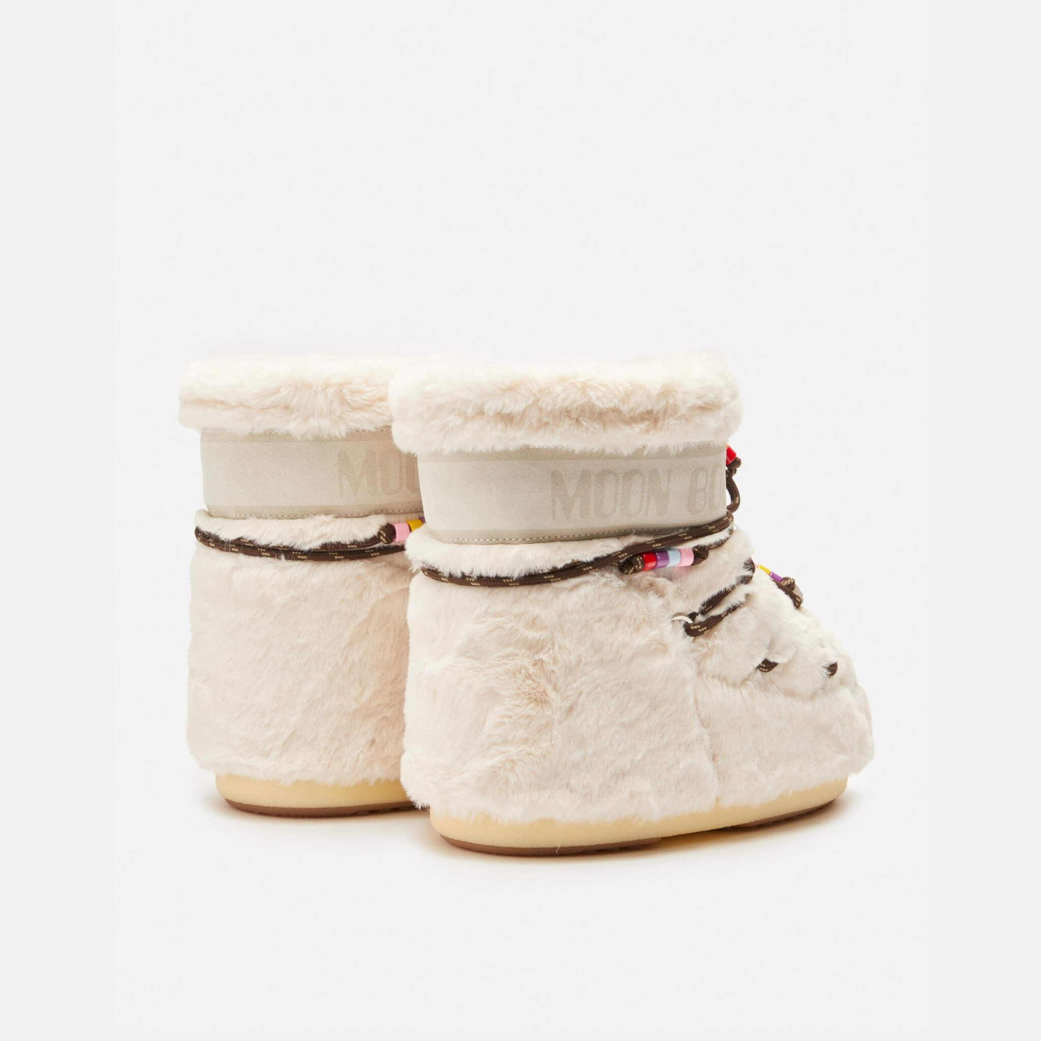 Dámské béžové sněhule Moon Boot Icon Low Faux Fur Beads
