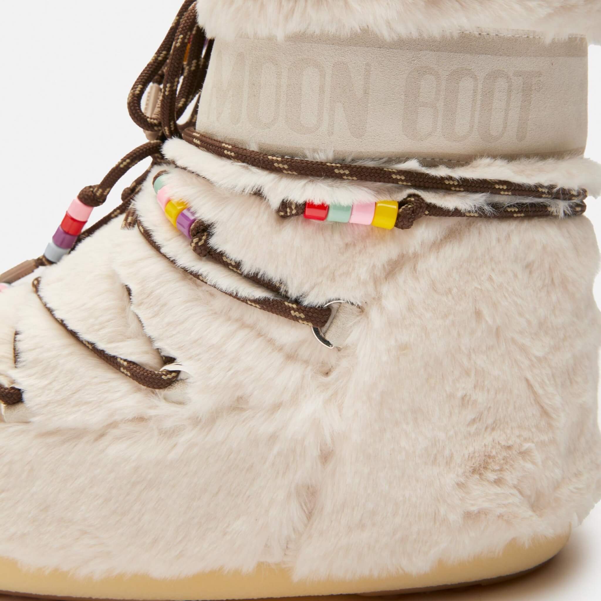 Dámské béžové sněhule Moon Boot Icon Low Faux Fur Beads