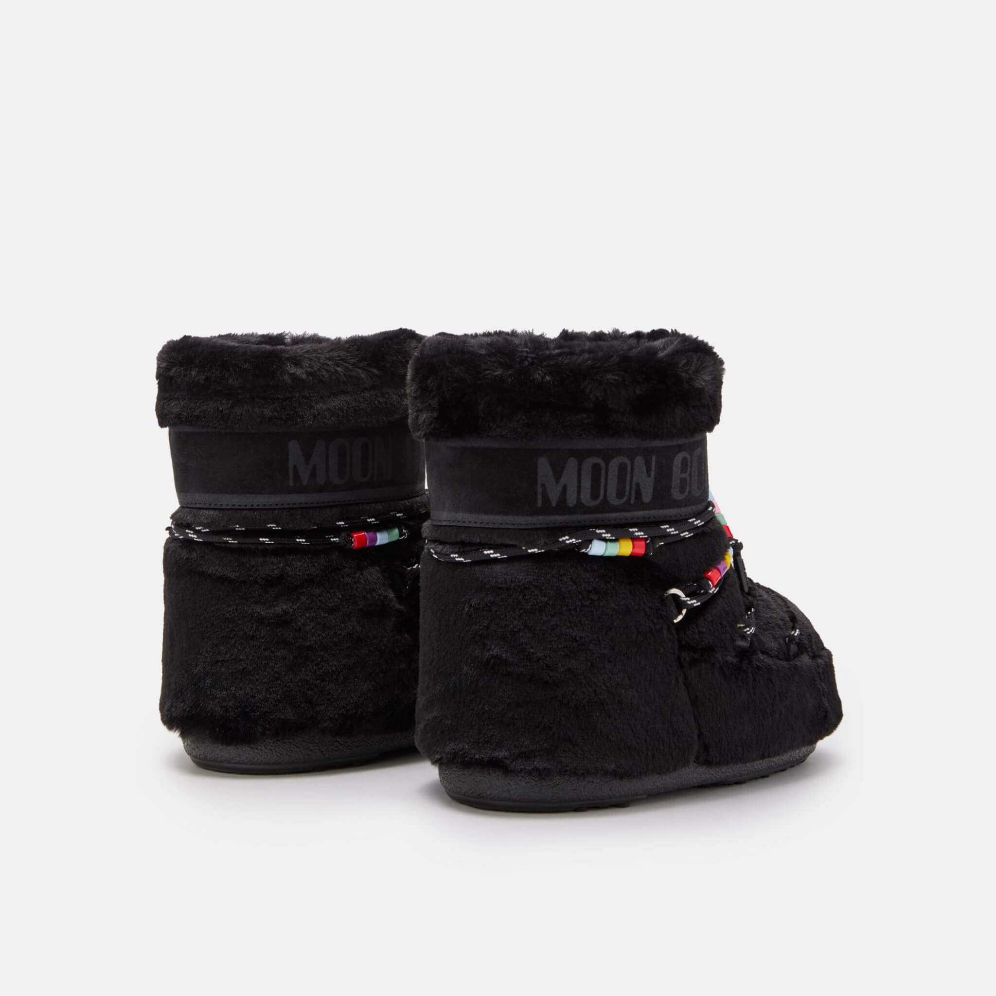 Dámské černé sněhule Moon Boot Icon Low Faux Fur Beads