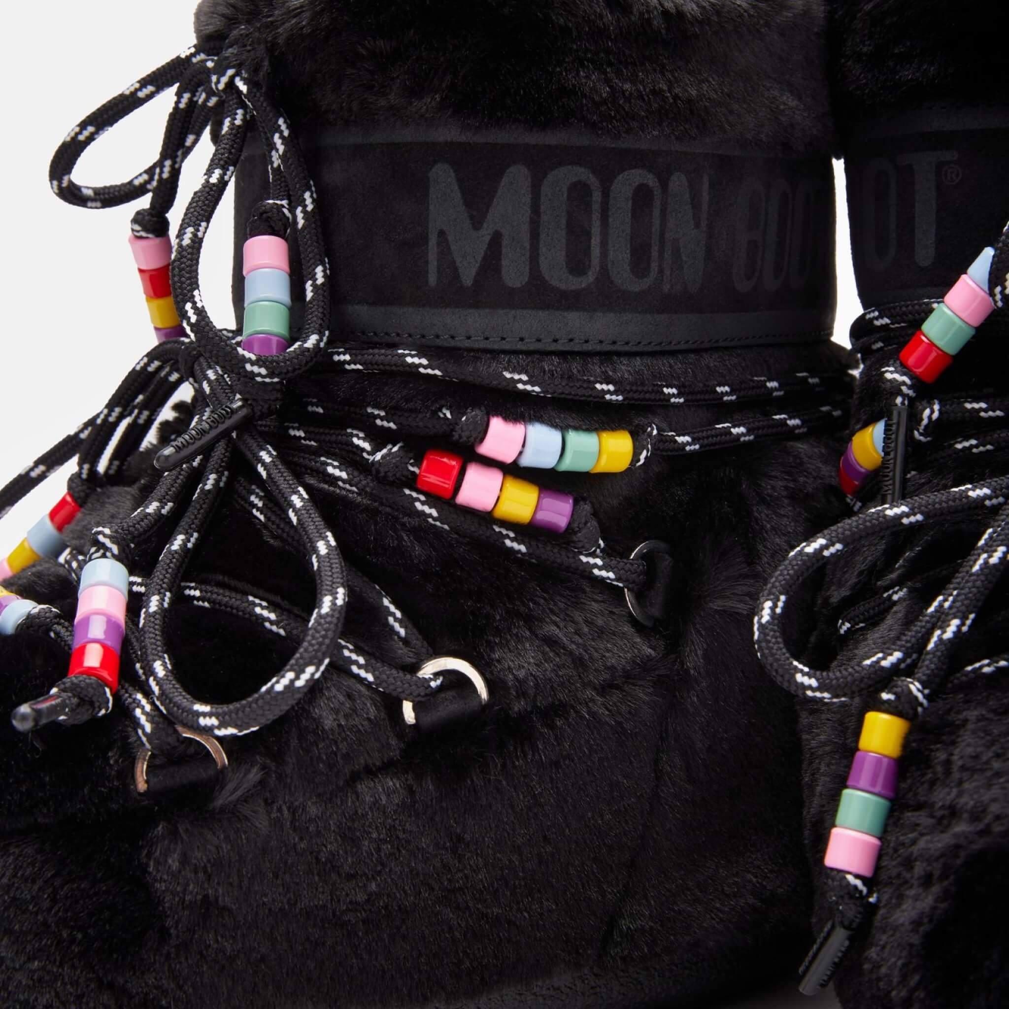 Dámské černé sněhule Moon Boot Icon Low Faux Fur Beads