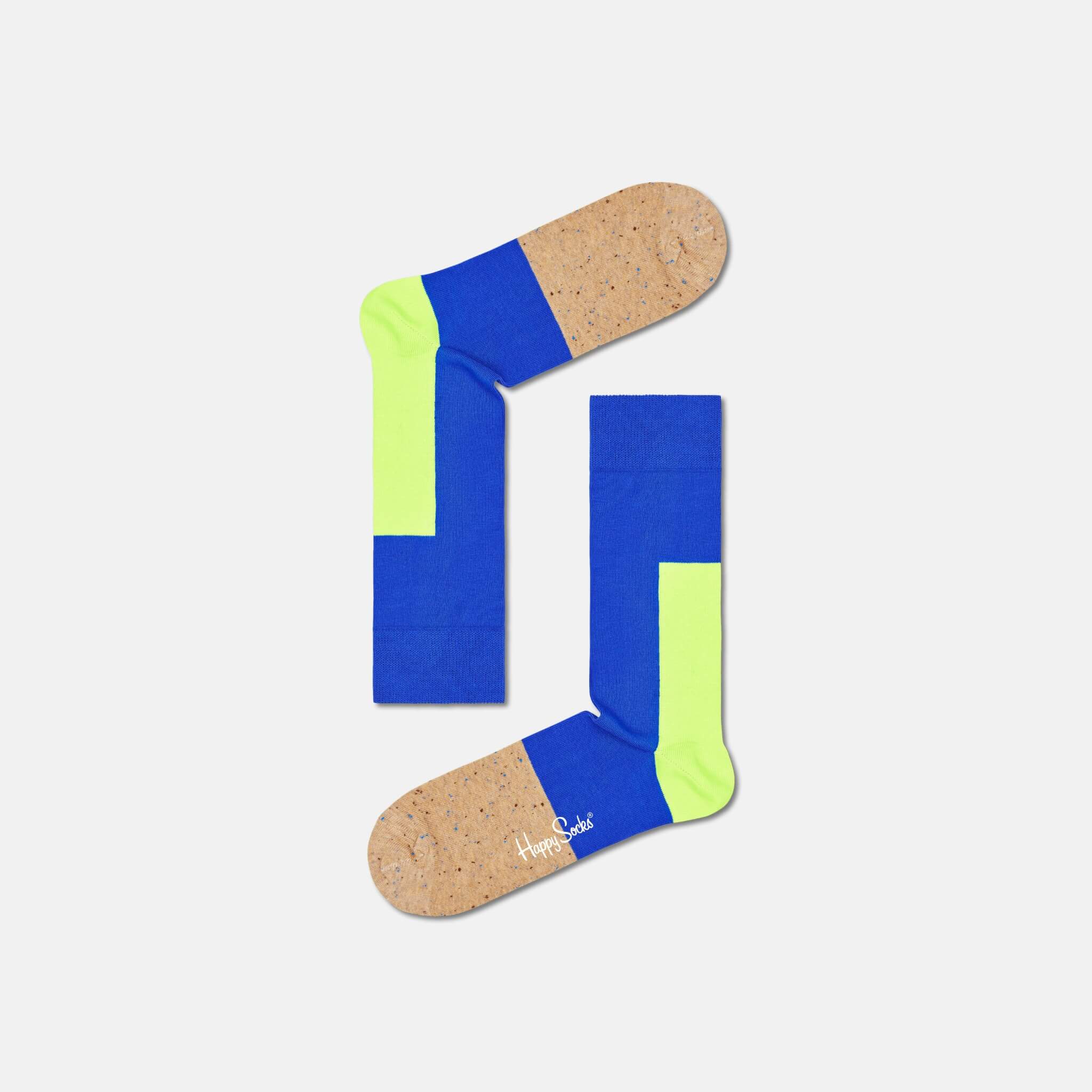 Modro-žluté ponožky Happy Socks, vzor Blocked