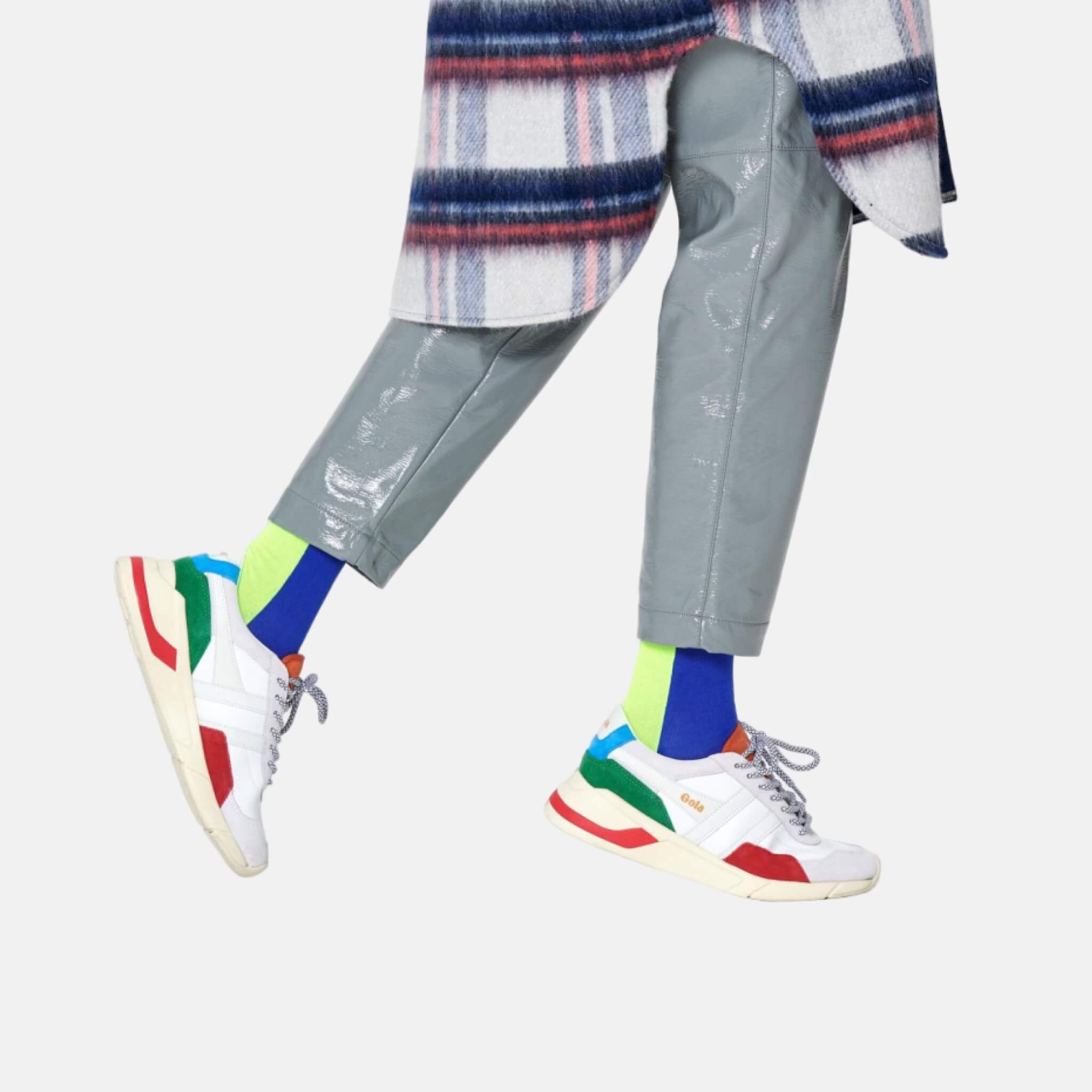 Modro-žluté ponožky Happy Socks, vzor Blocked