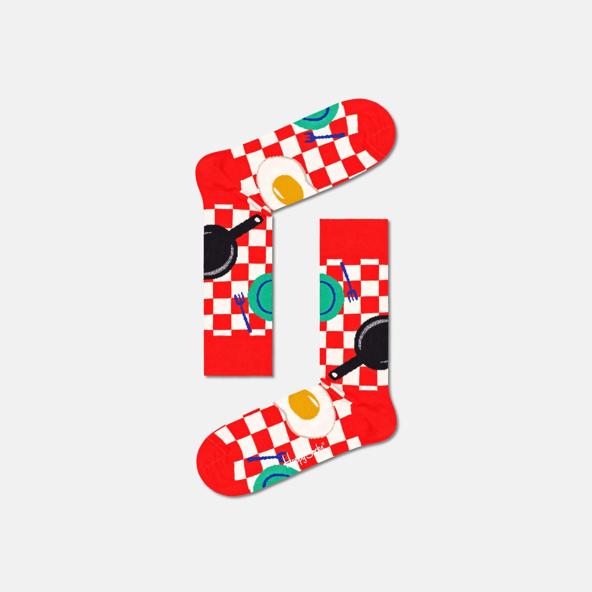 Červeno-bílé ponožky Happy Socks s vajíčkem, vzor Early Bird