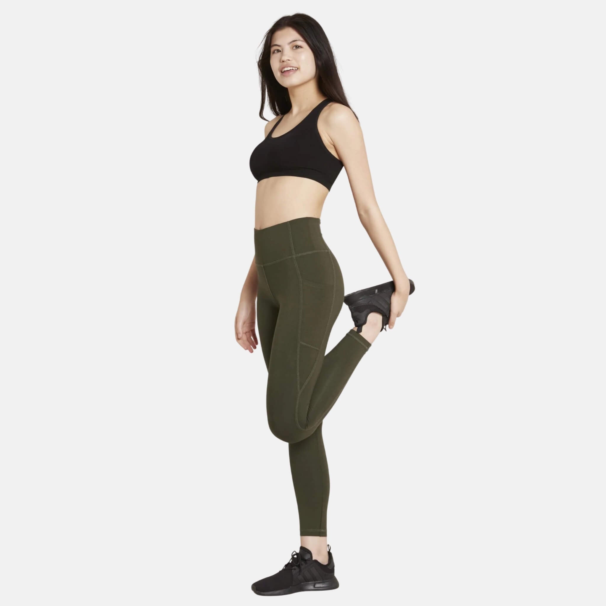 Dámské tmavě zelené legíny Boody Motivate Full-Length High-Waist Leggins