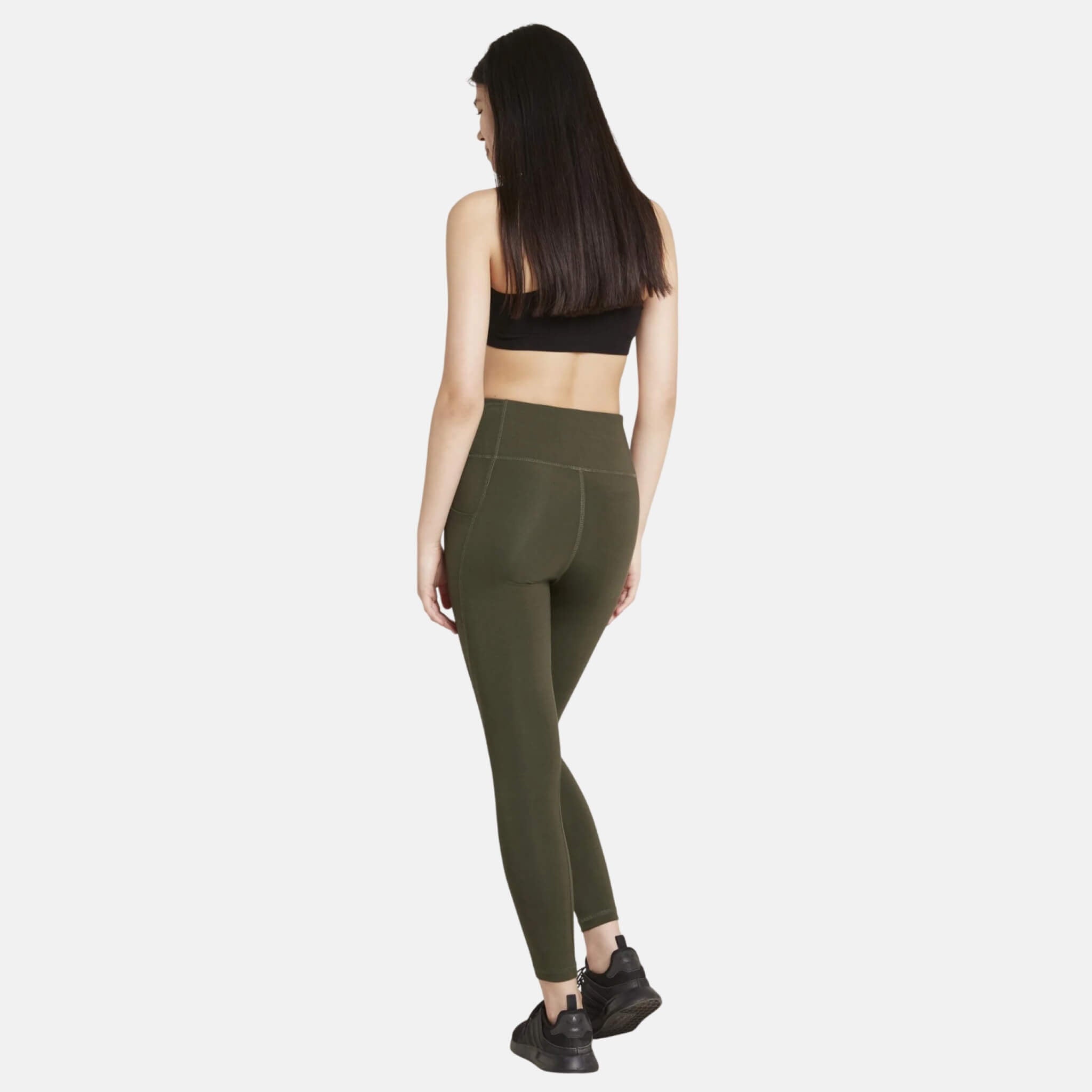 Dámské tmavě zelené legíny Boody Motivate Full-Length High-Waist Leggins
