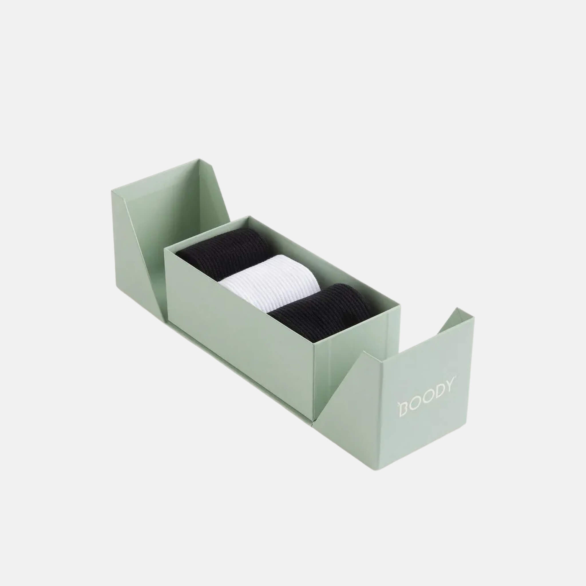 Unisex šedo-černo-bílé ponožky Boody Cushioned Crew Socks - 3 páry