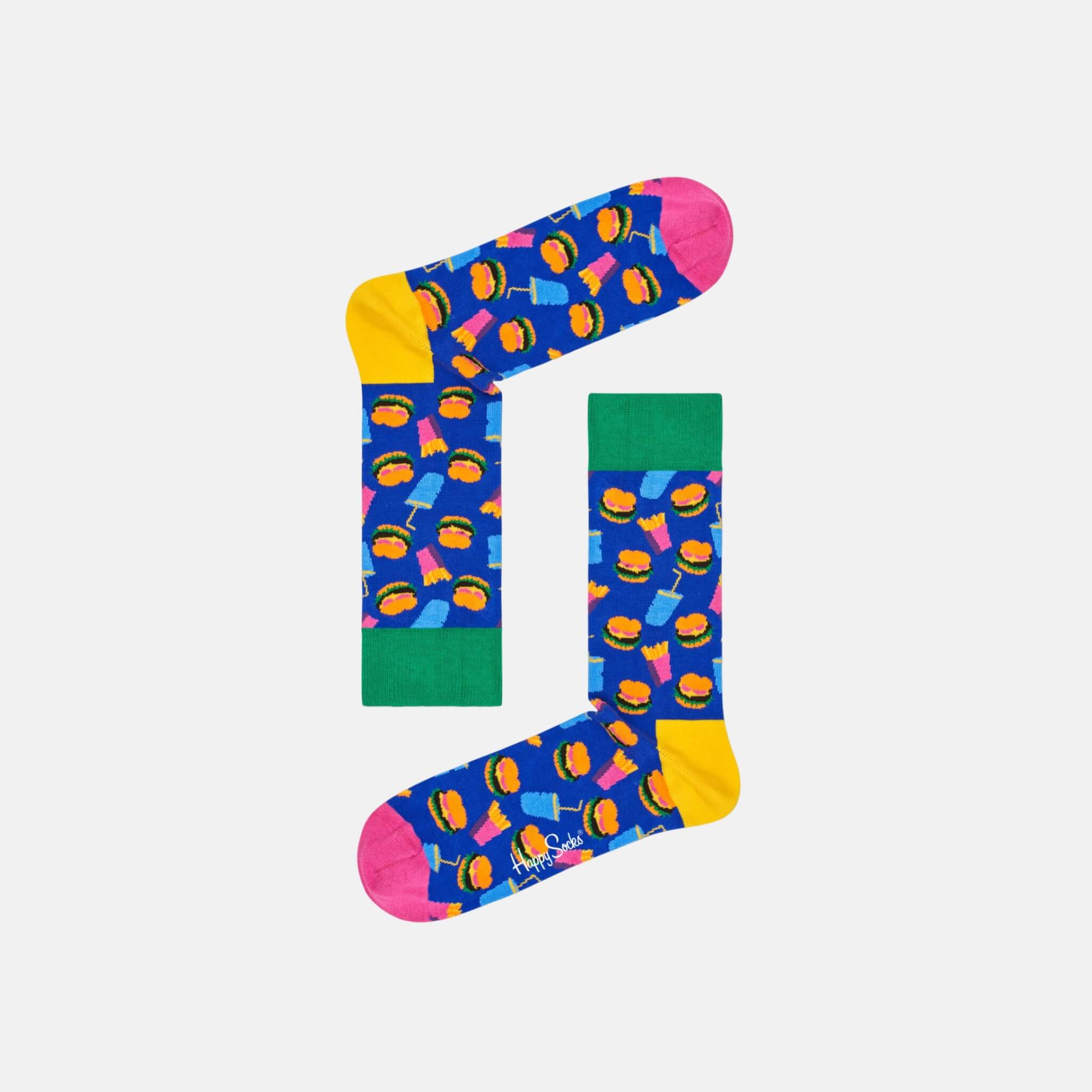 Modré ponožky Happy Socks s barevným vzorem Hamburger