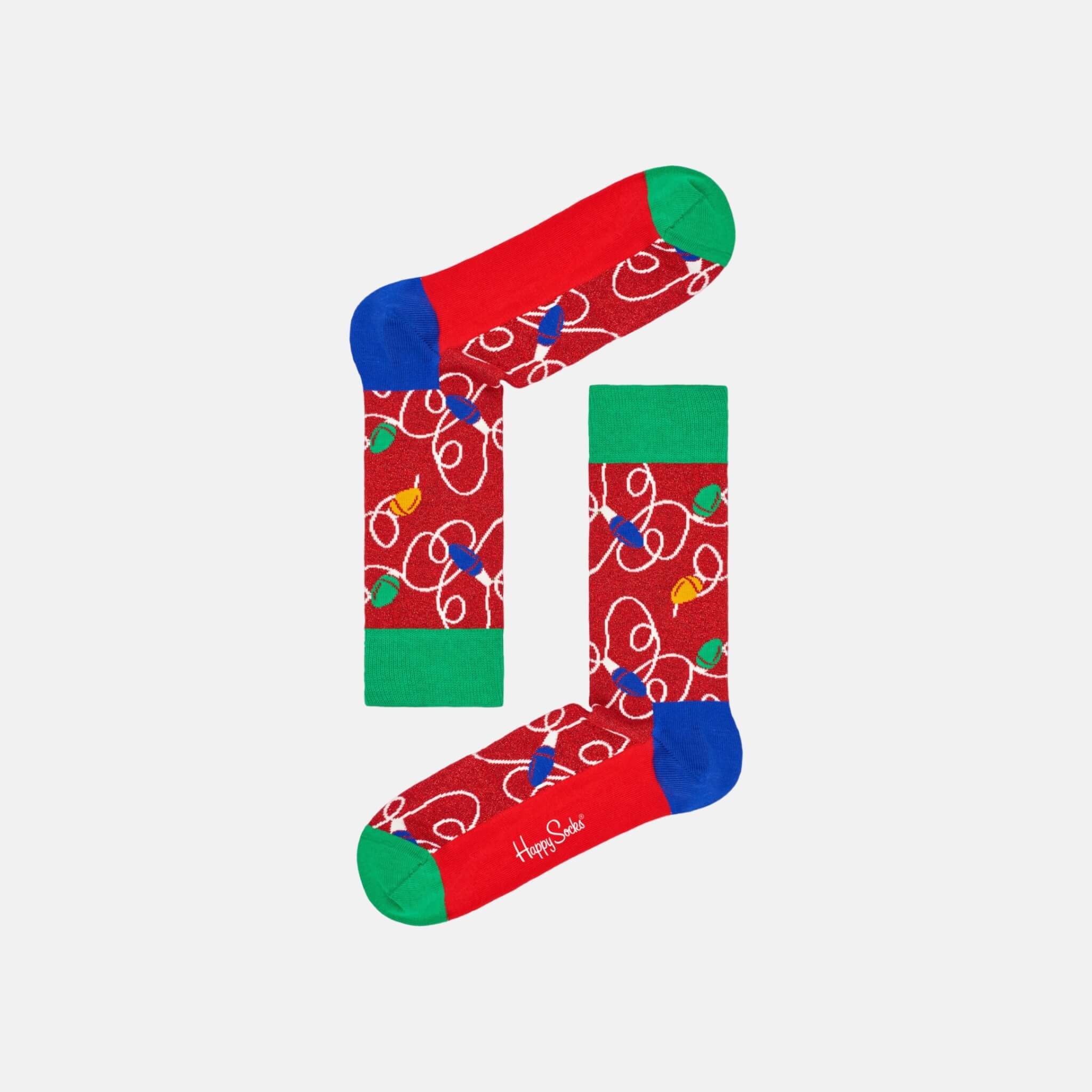 Červené ponožky Happy Socks s vánočním vzorem Holiday lights