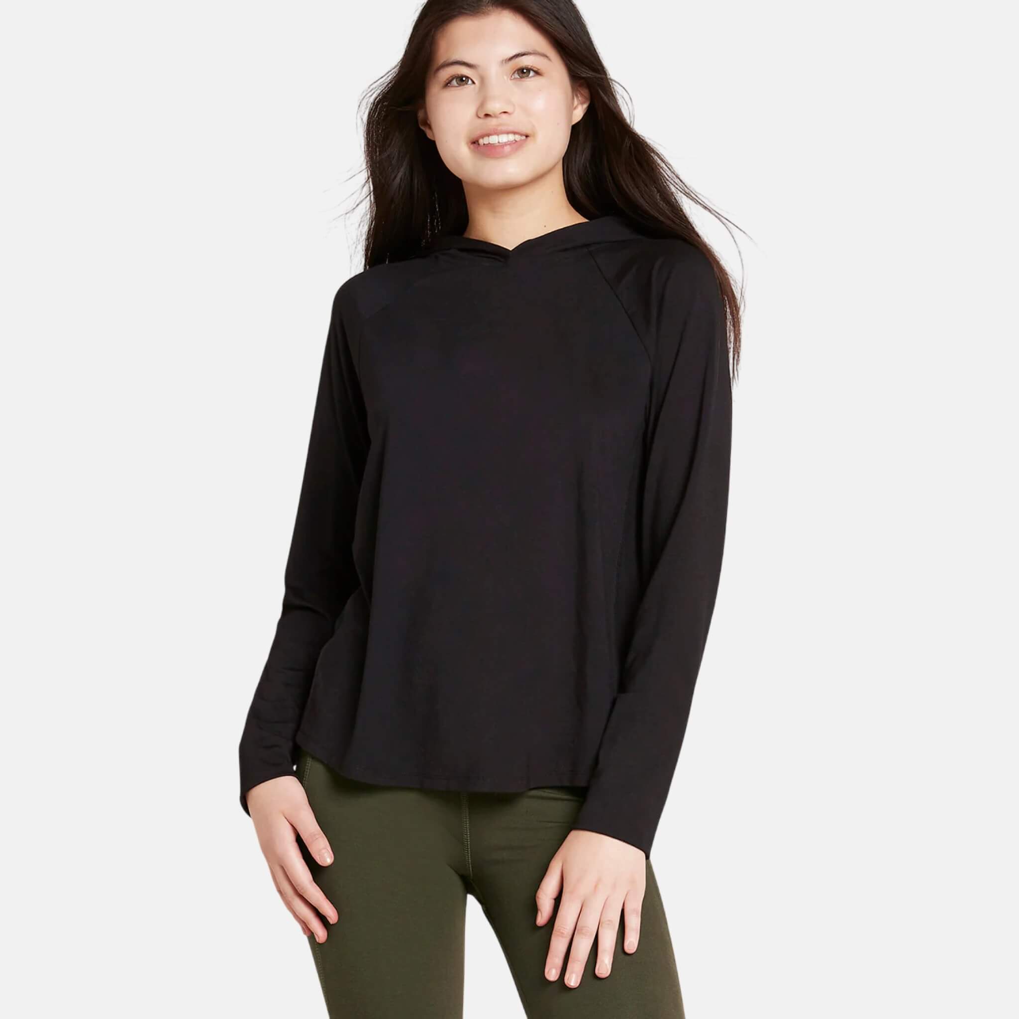 Dámské černé tričko Boody Women's Long Sleeve Hooded T-Shirt