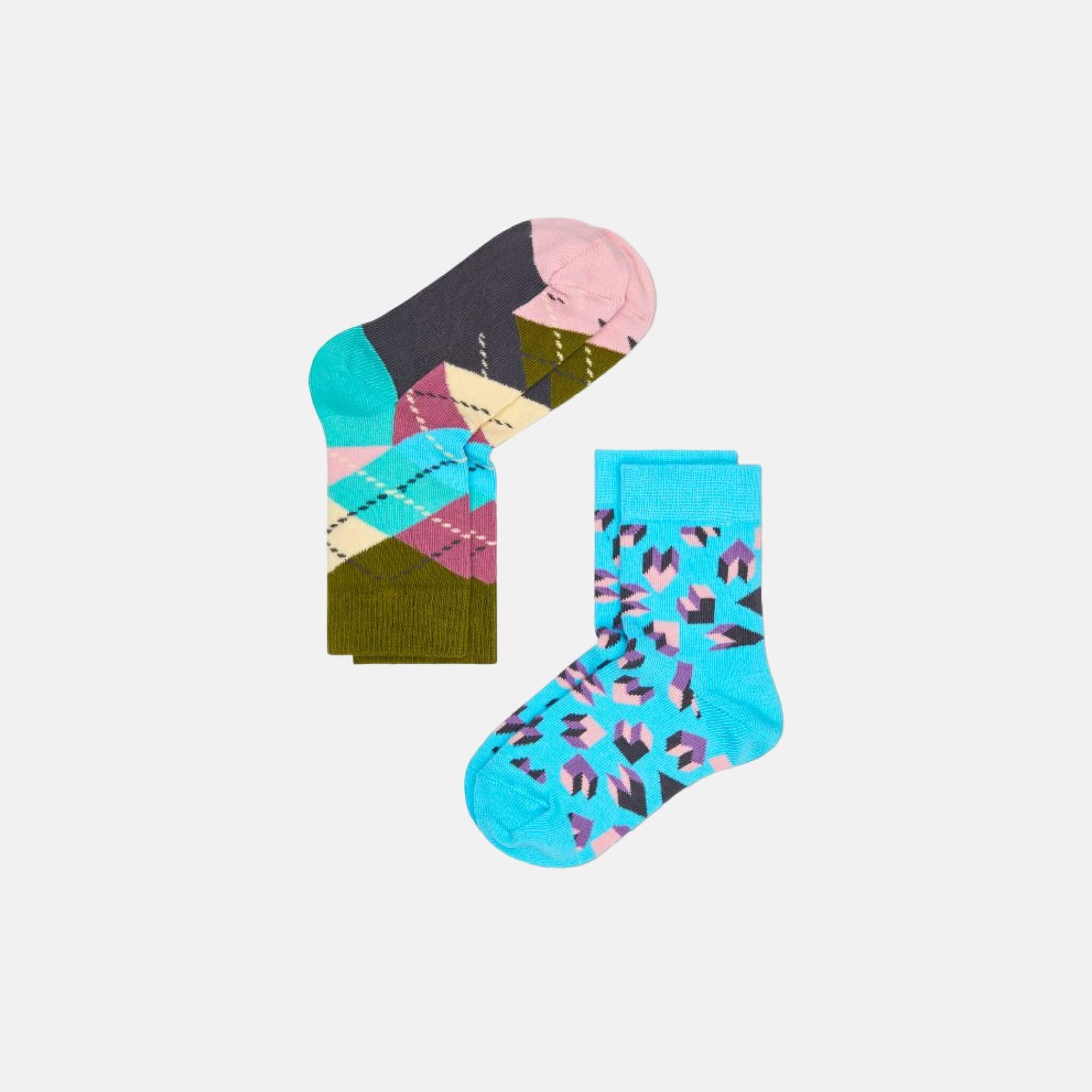 Dětské barevné ponožky Happy Socks, dva páry – Steps a Argyle