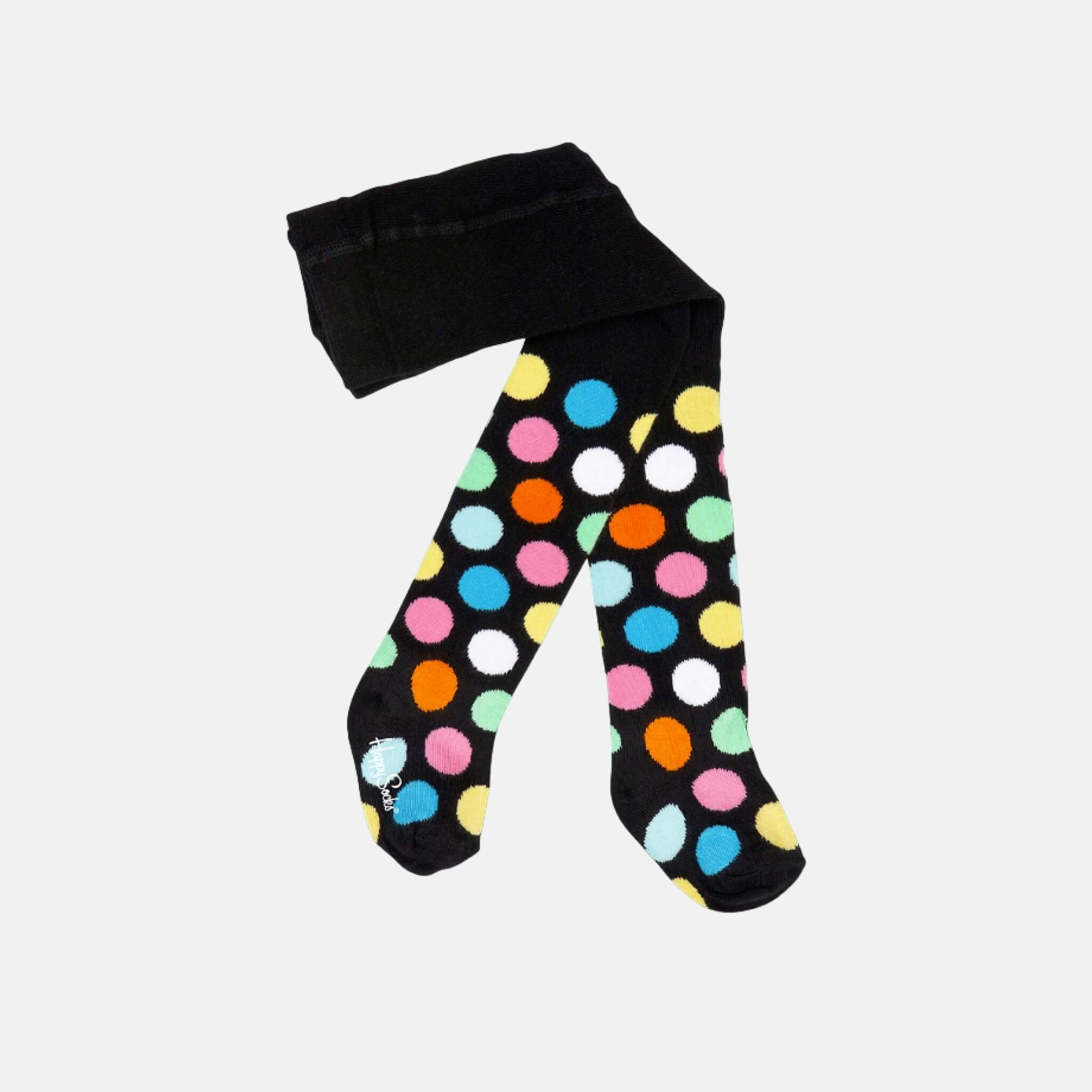 Dětské černé punčocháče Happy Socks s barevnými puntíky