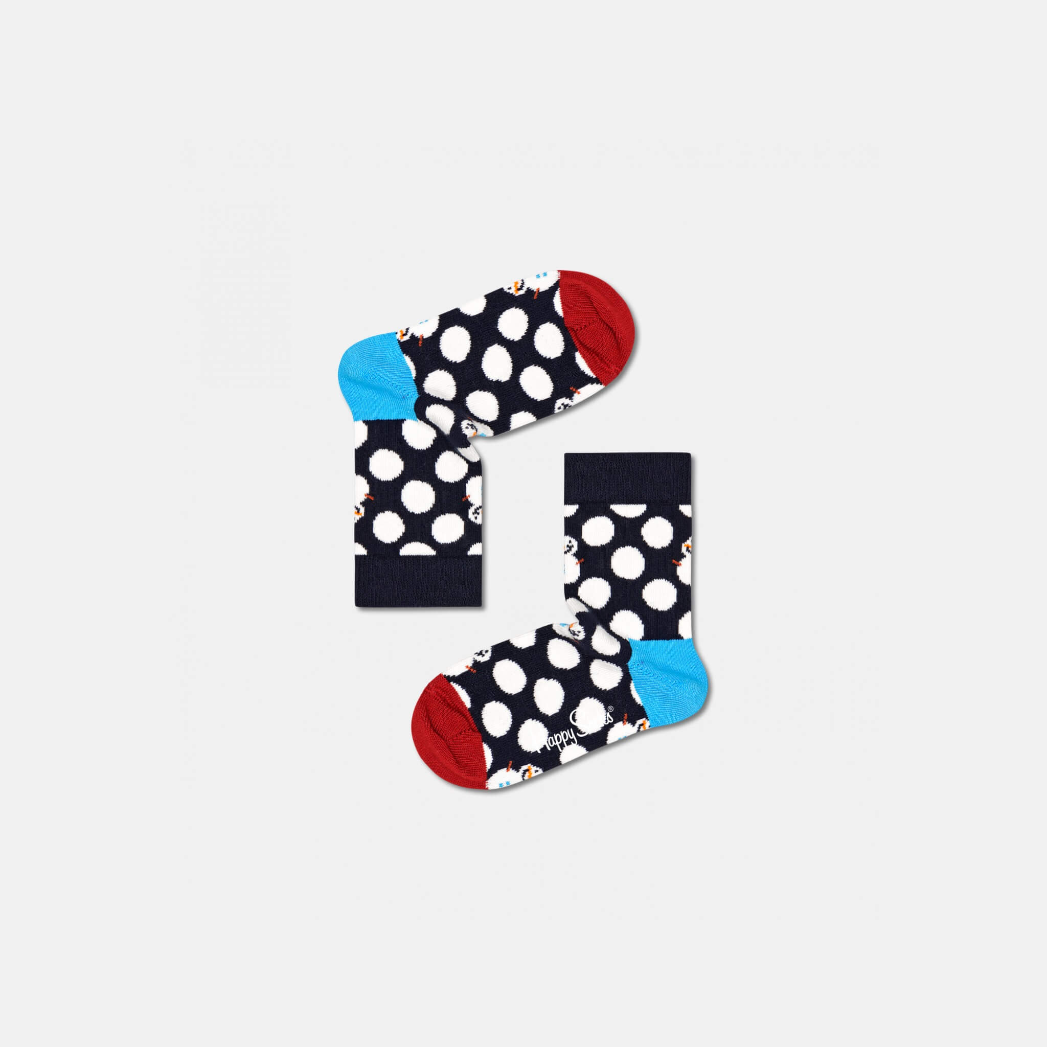 Dětské modré ponožky Happy Socks s puntíky a sněhuláky, vzor Big Dot Snowman