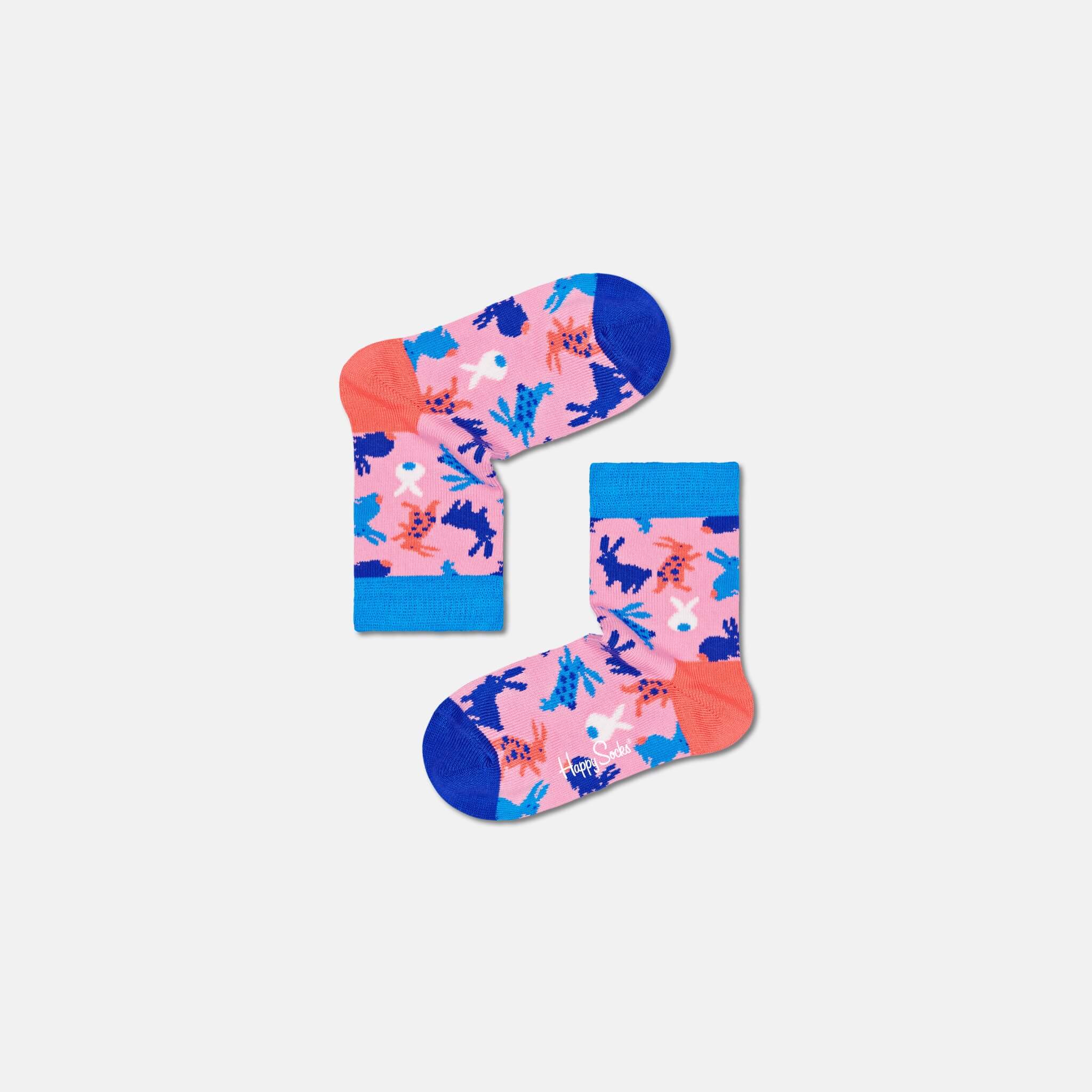 Dětské růžové ponožky Happy Socks s králíčky, vzor Bunny
