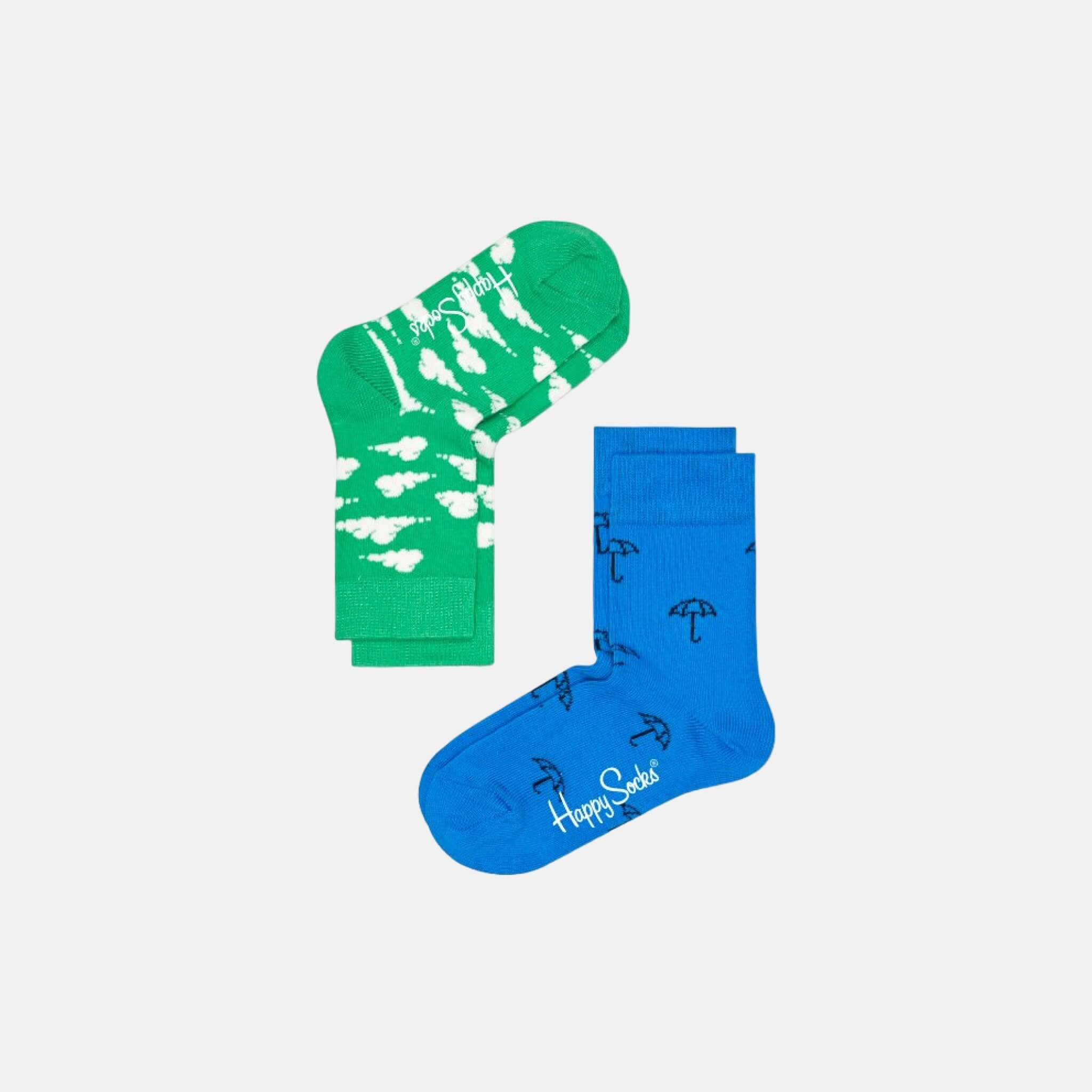 Dětské barevné ponožky Happy Socks, dva páry – Umbrella a Clouds