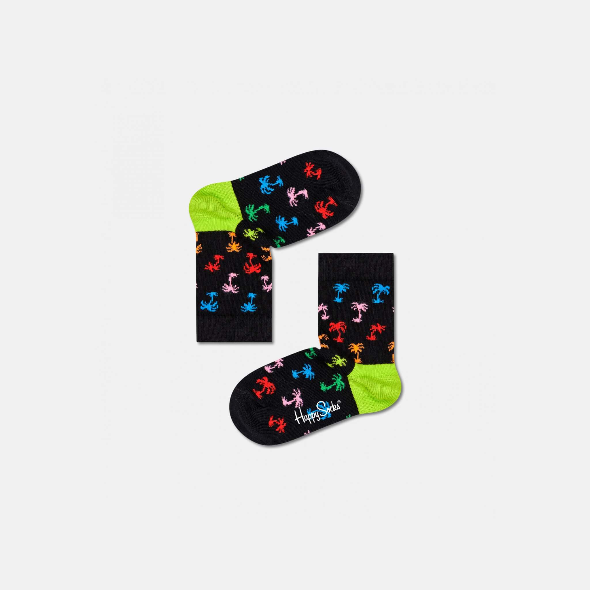 Dětské černé ponožky Happy Socks s palmami, vzor Palm