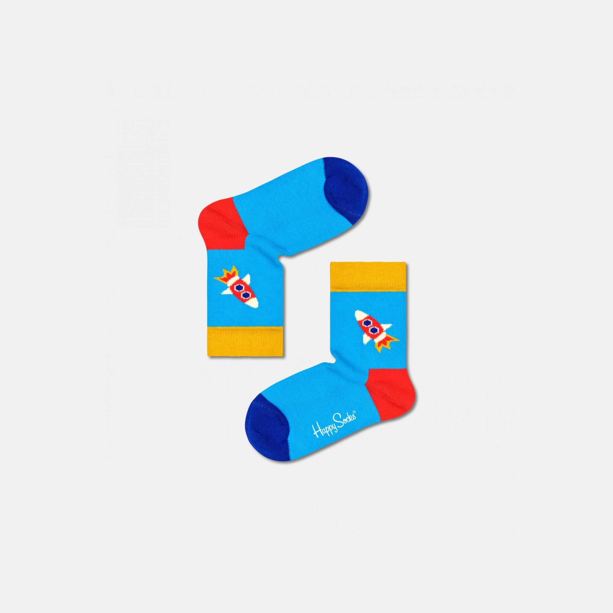 Dětské modré ponožky Happy Socks s raketou, vzor Rocket
