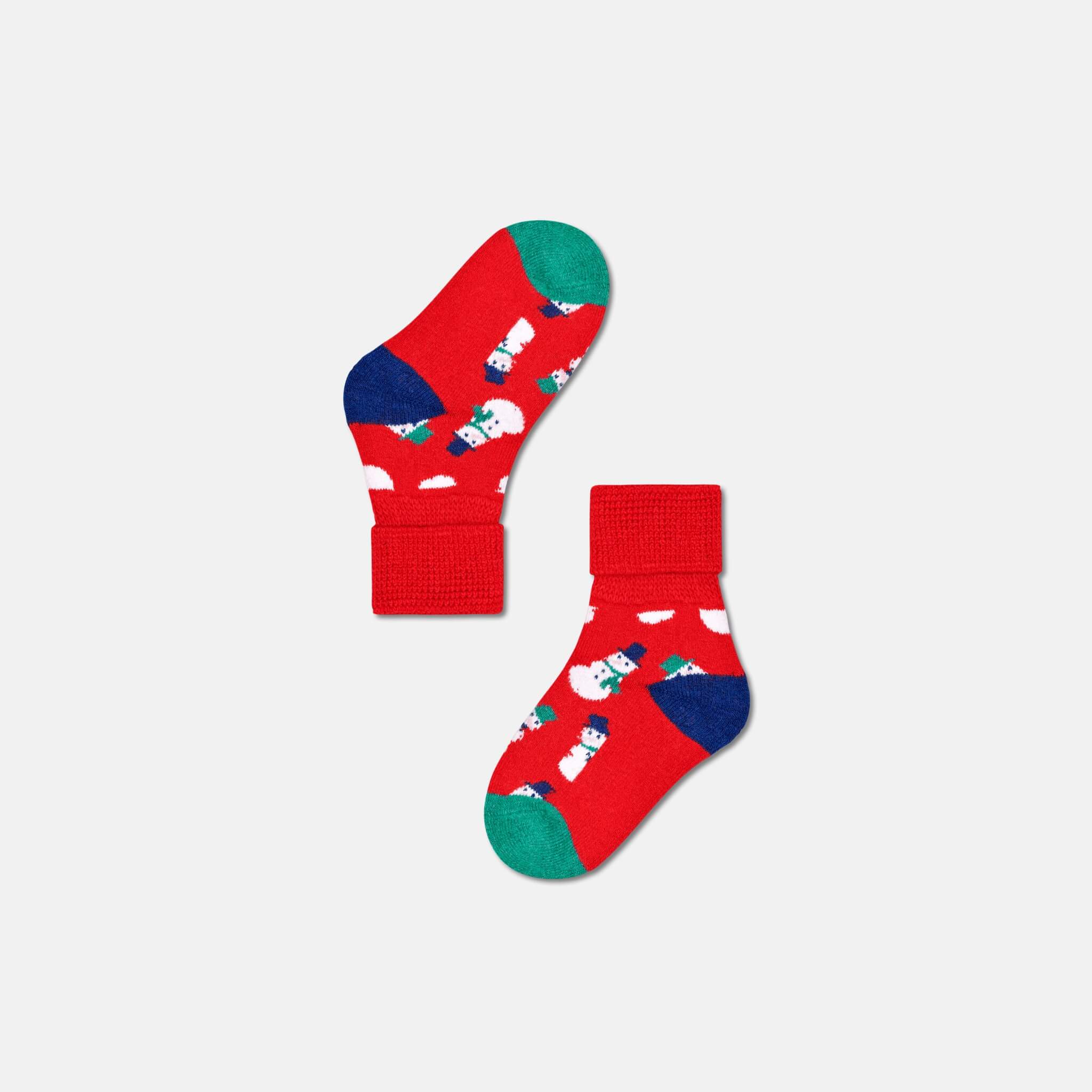 Dětské červené ponožky Happy Socks se sněhuláky, vzor Snowman